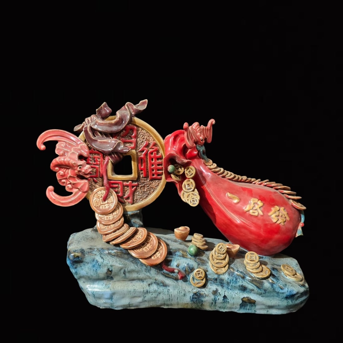 A Huge Shiwan yao Fortune Bag Ornament: A Huge Shiwan yao Fortune Bag Ornament,the Republic of China,With Mark,Size:15.7inx6.7inx11.8in
