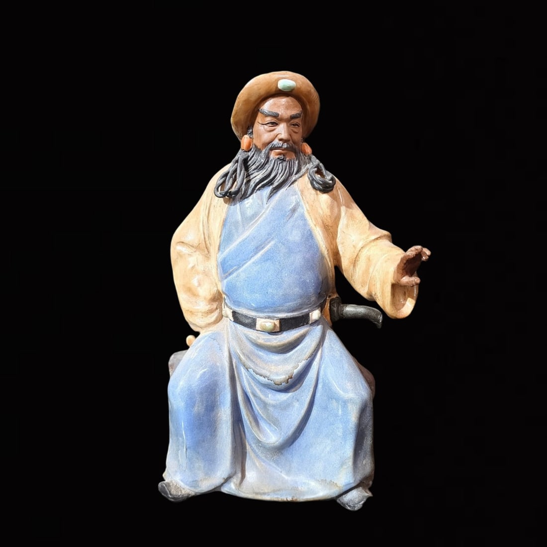An Exquisite Shiwan yao Figure Ornament: An Exquisite Shiwan yao Figure Ornament,the Republic of China,Size:6.3inx5.5inx10.6in 石湾窑人物摆件,中国民国时期