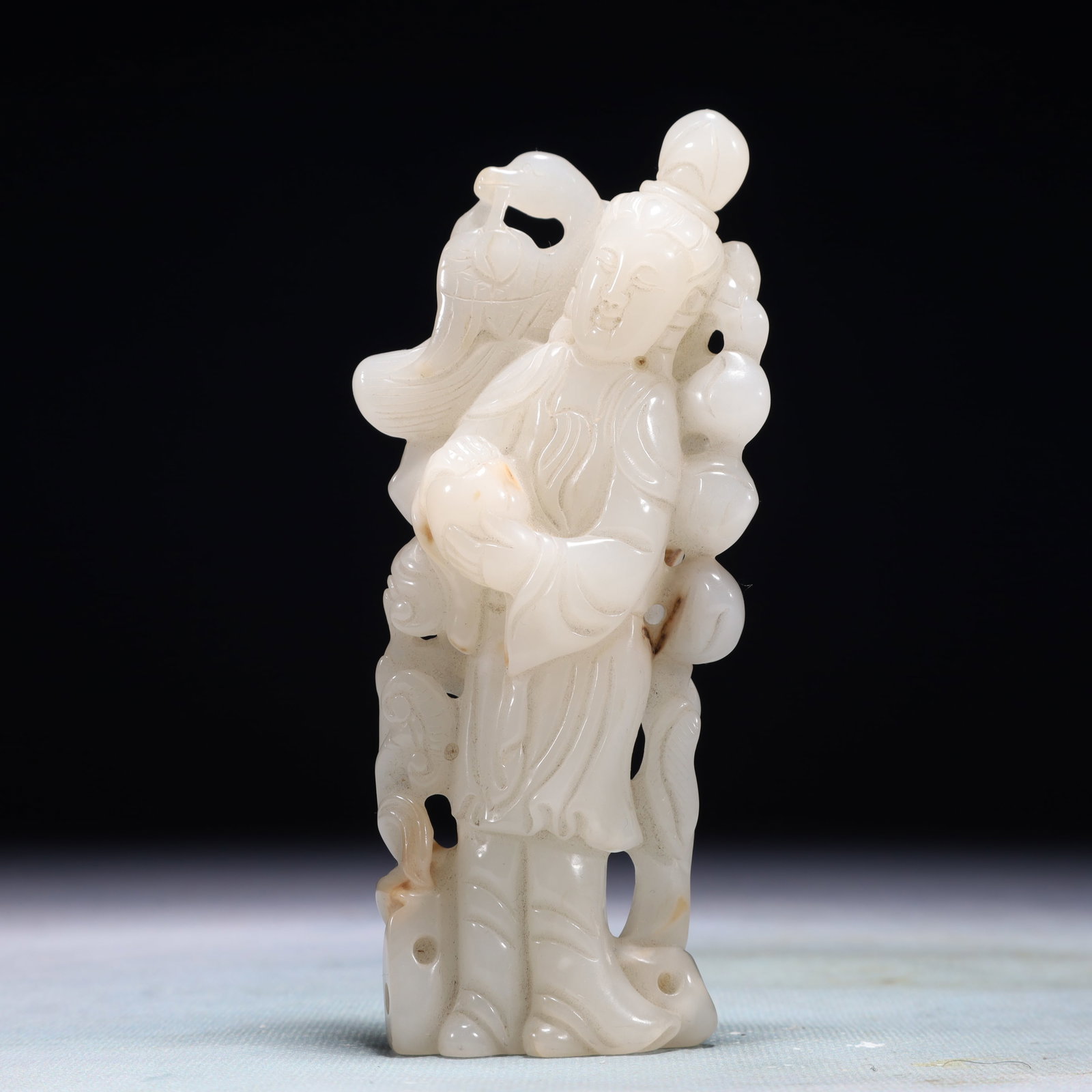 An Exquisite White Jade Figure Ornament: An Exquisite White Jade Figure Ornament,Qing Dynasty,China,Size:2.4inx0.8inx5.3in,Weight:222.2g 白玉人物摆件,中国清代