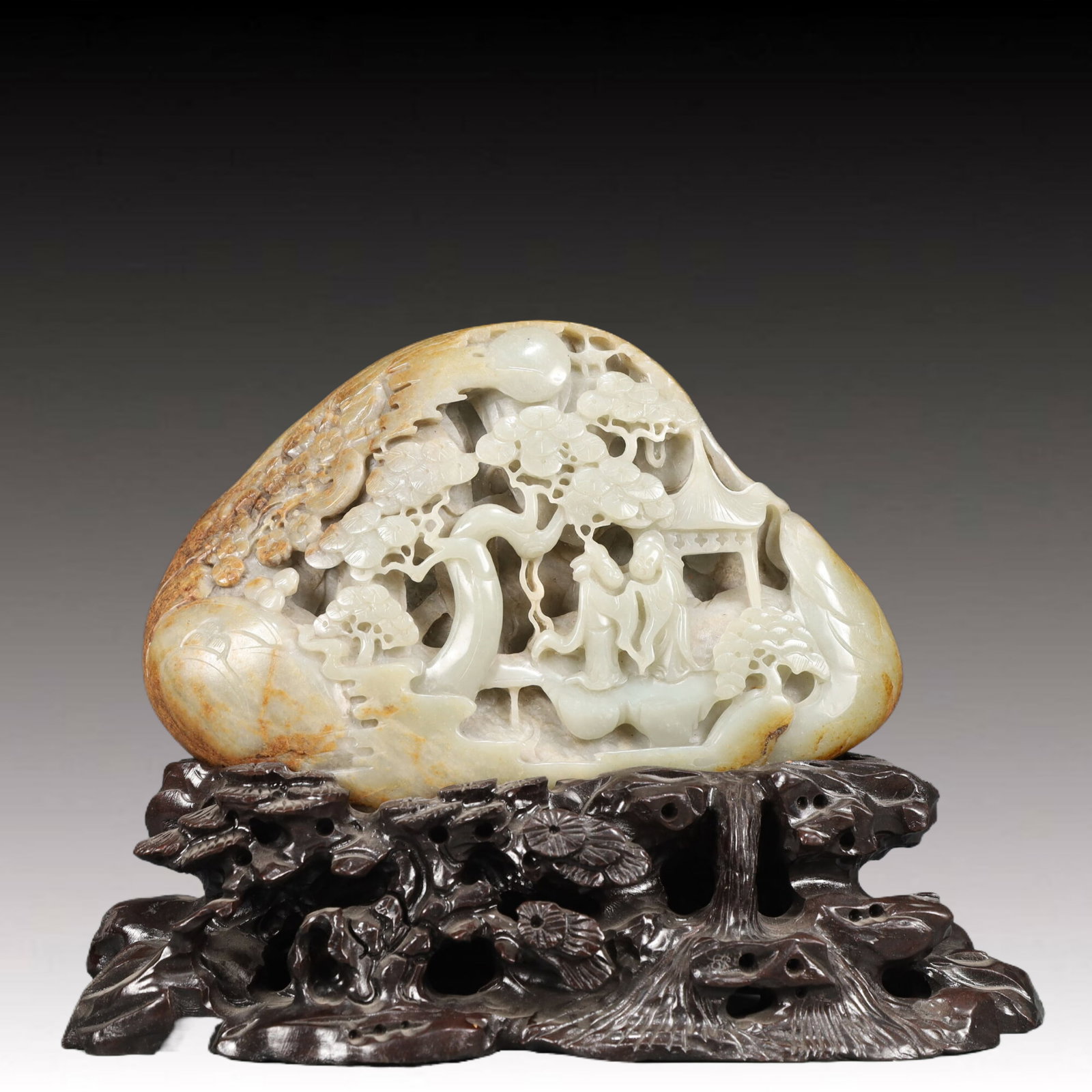 An Exquisite Agate Landscape and Figure Pattern Ornament: An Exquisite Agate Landscape and Figure Pattern Ornament,Qing Dynasty, China,Size:8.3inx2inx5.5in Weight:2400g 玛瑙山水人物纹摆件,中国