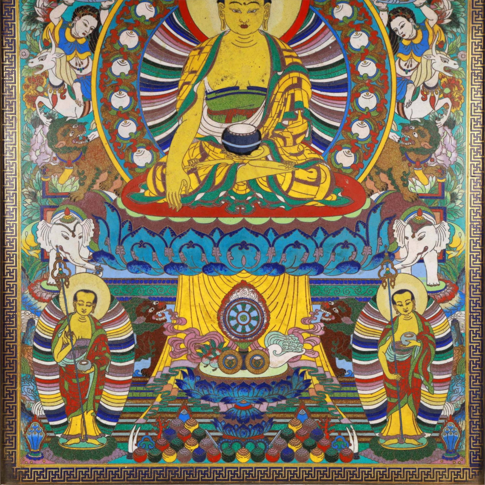 A Huge Cloisonne Buddha Pattern Hanging Panel - 4