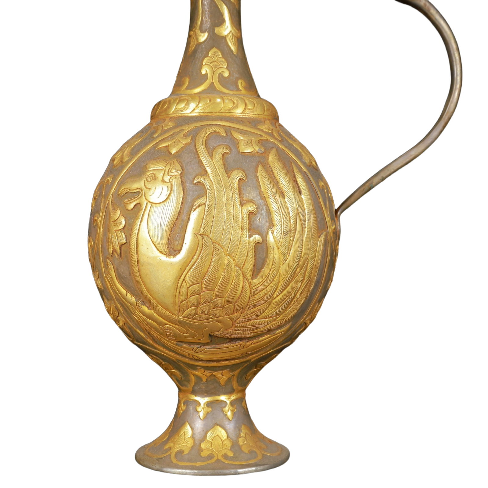 An Exquisite Gilt Silver Phoenix Pattern Ewer - 3