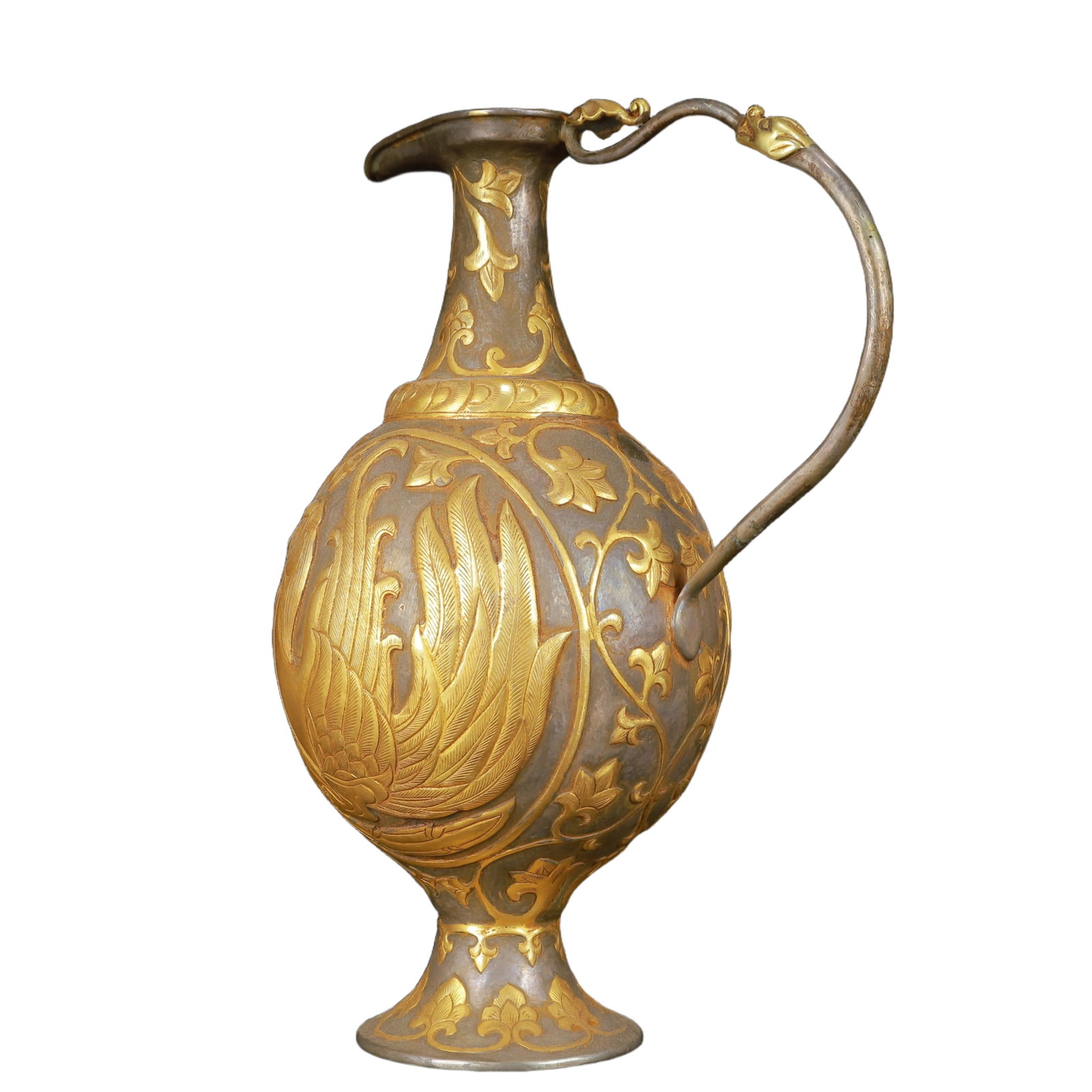 An Exquisite Gilt Silver Phoenix Pattern Ewer - 4