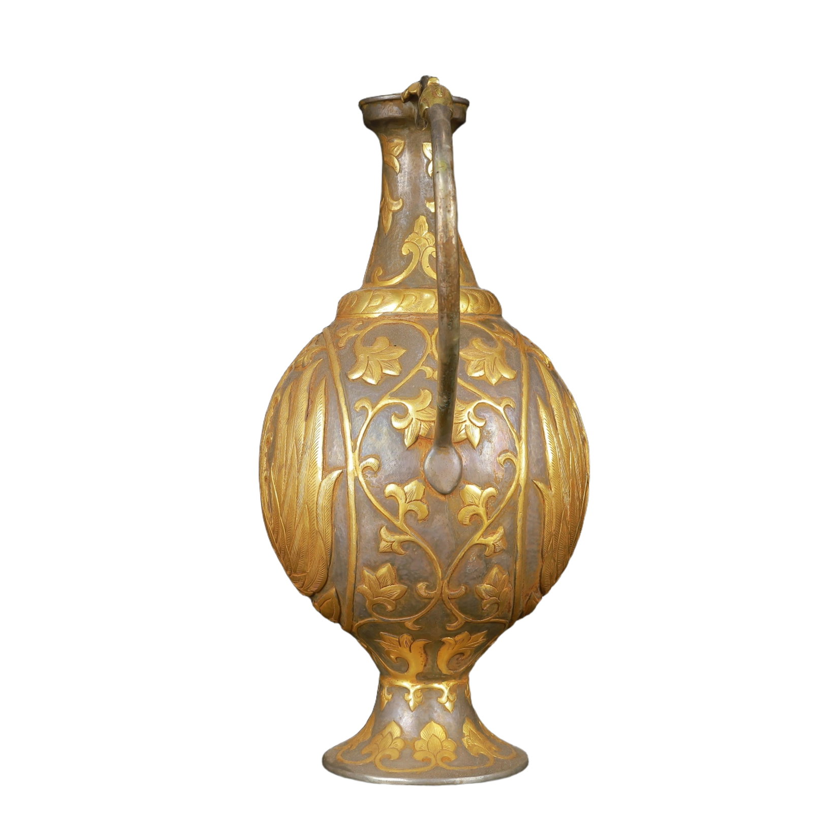 An Exquisite Gilt Silver Phoenix Pattern Ewer - 5