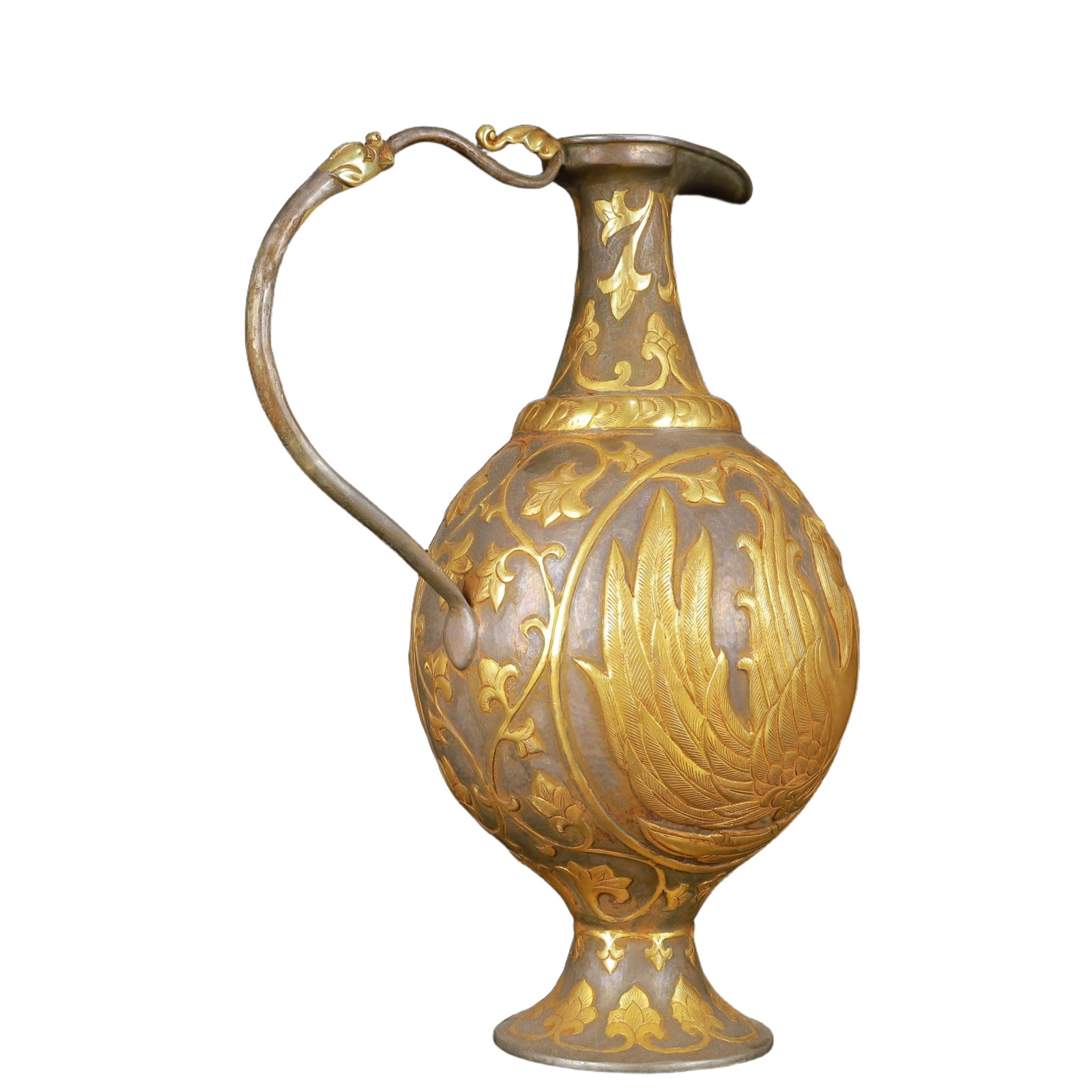 An Exquisite Gilt Silver Phoenix Pattern Ewer - 6