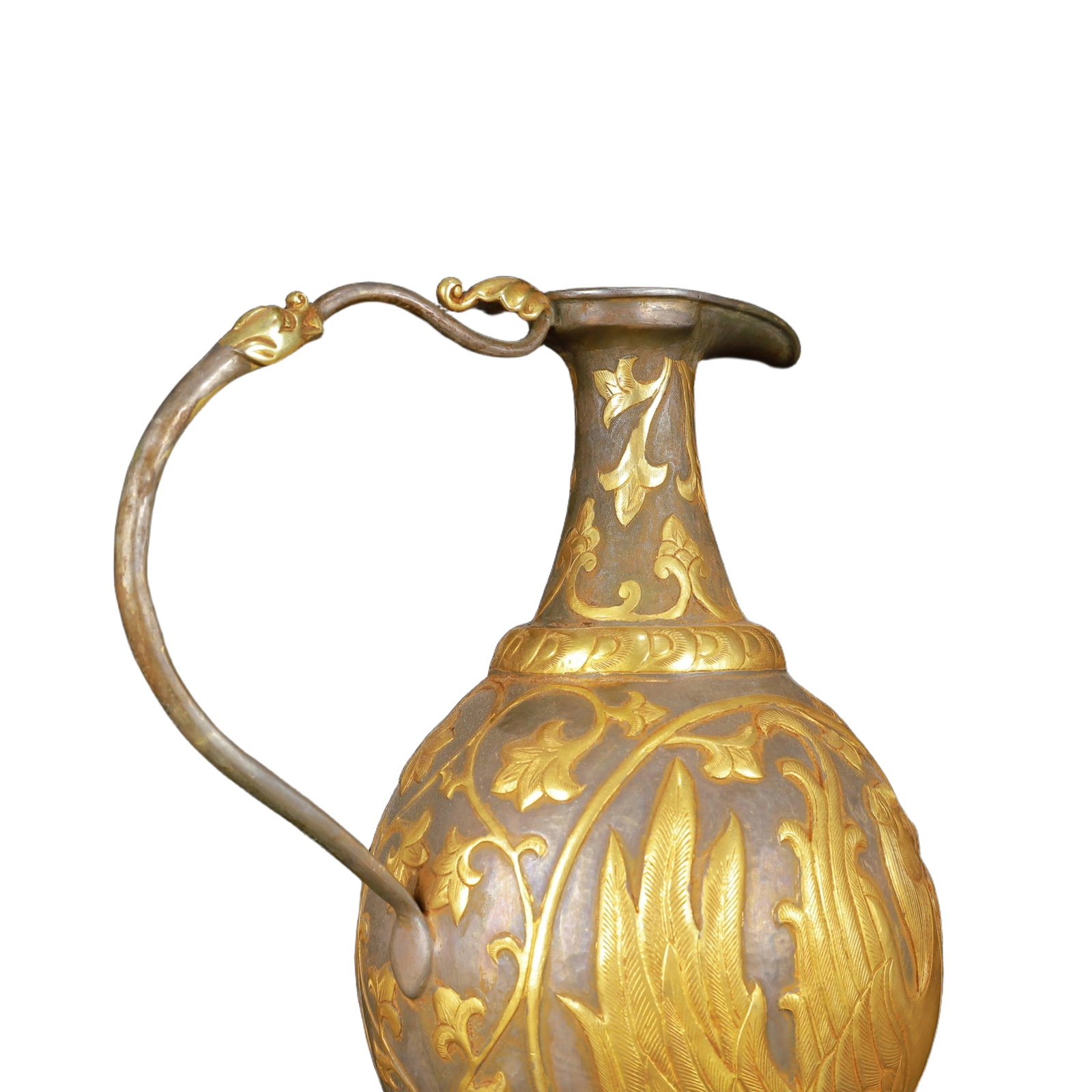 An Exquisite Gilt Silver Phoenix Pattern Ewer - 7