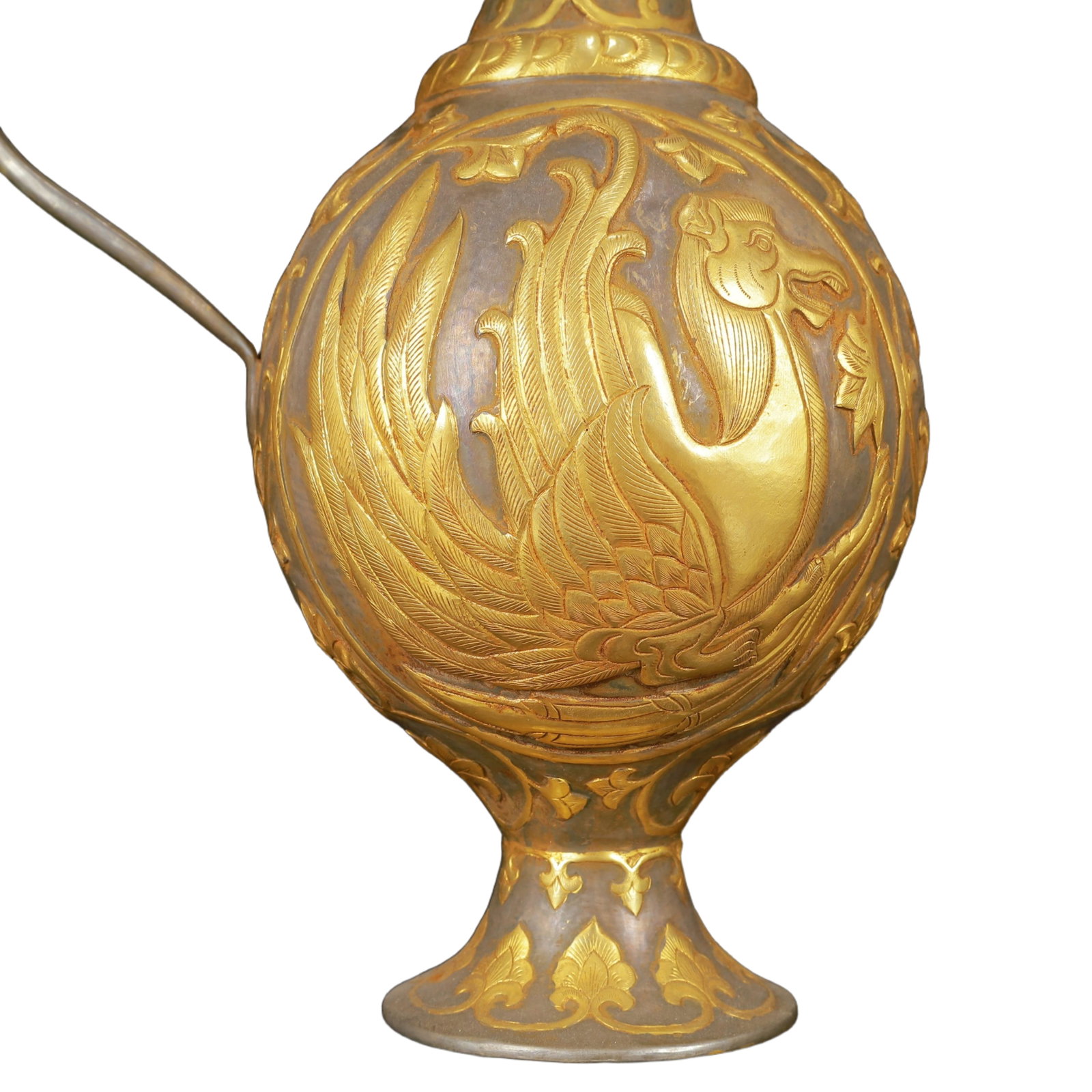 An Exquisite Gilt Silver Phoenix Pattern Ewer - 9