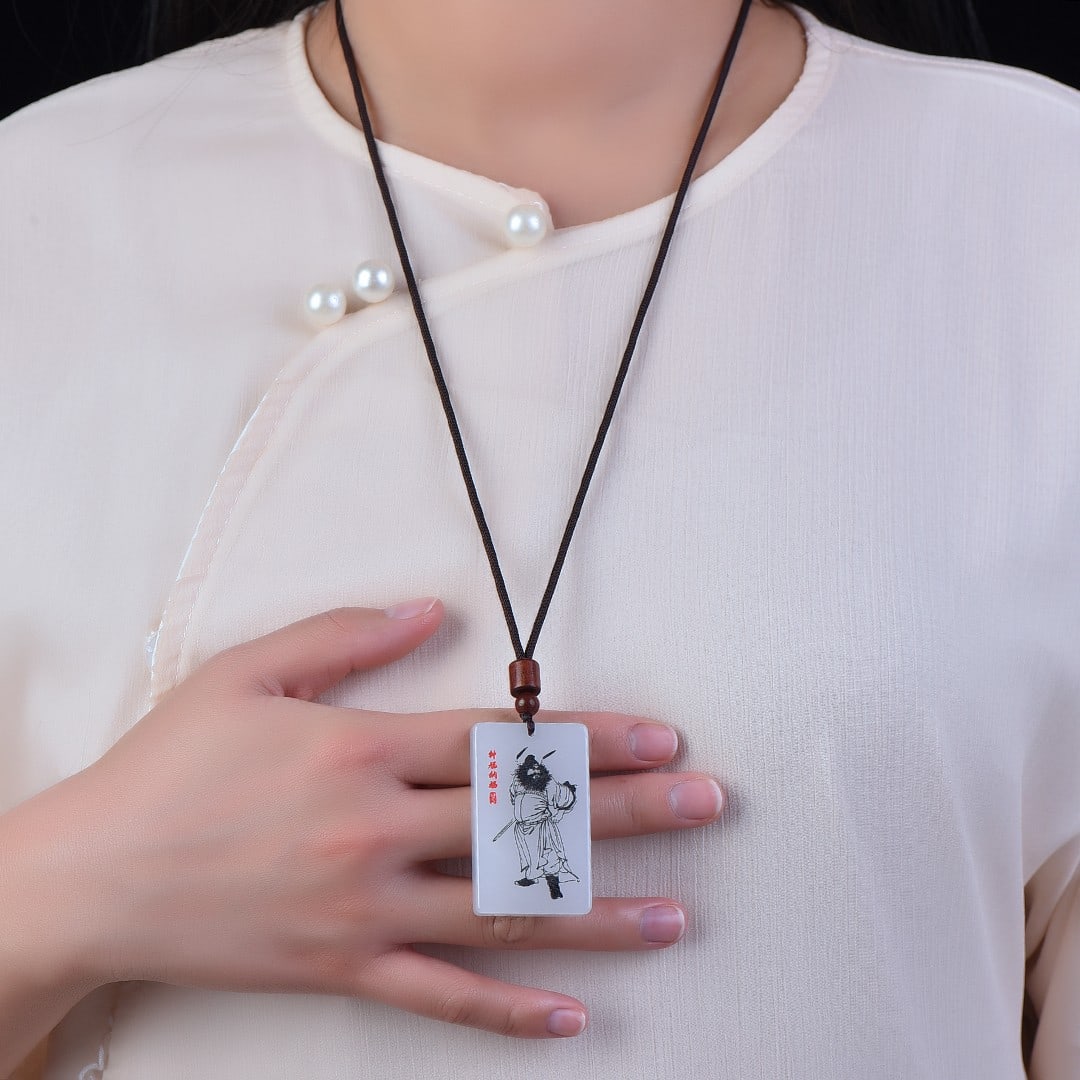 An Exquisite White Jade Figure Pattern Pendant: An Exquisite White Jade Figure Pattern Pendant,Size:1.2inx2in 白玉人物纹挂件