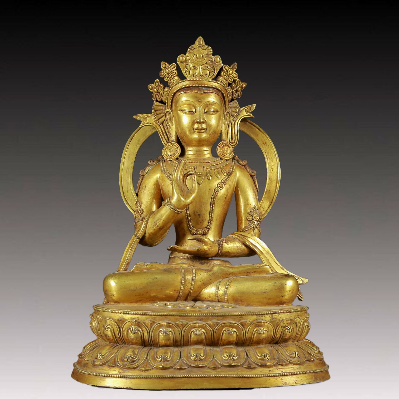 A Solemn Gilt Bronze Statue of Avalokitesvara (1 of 11)