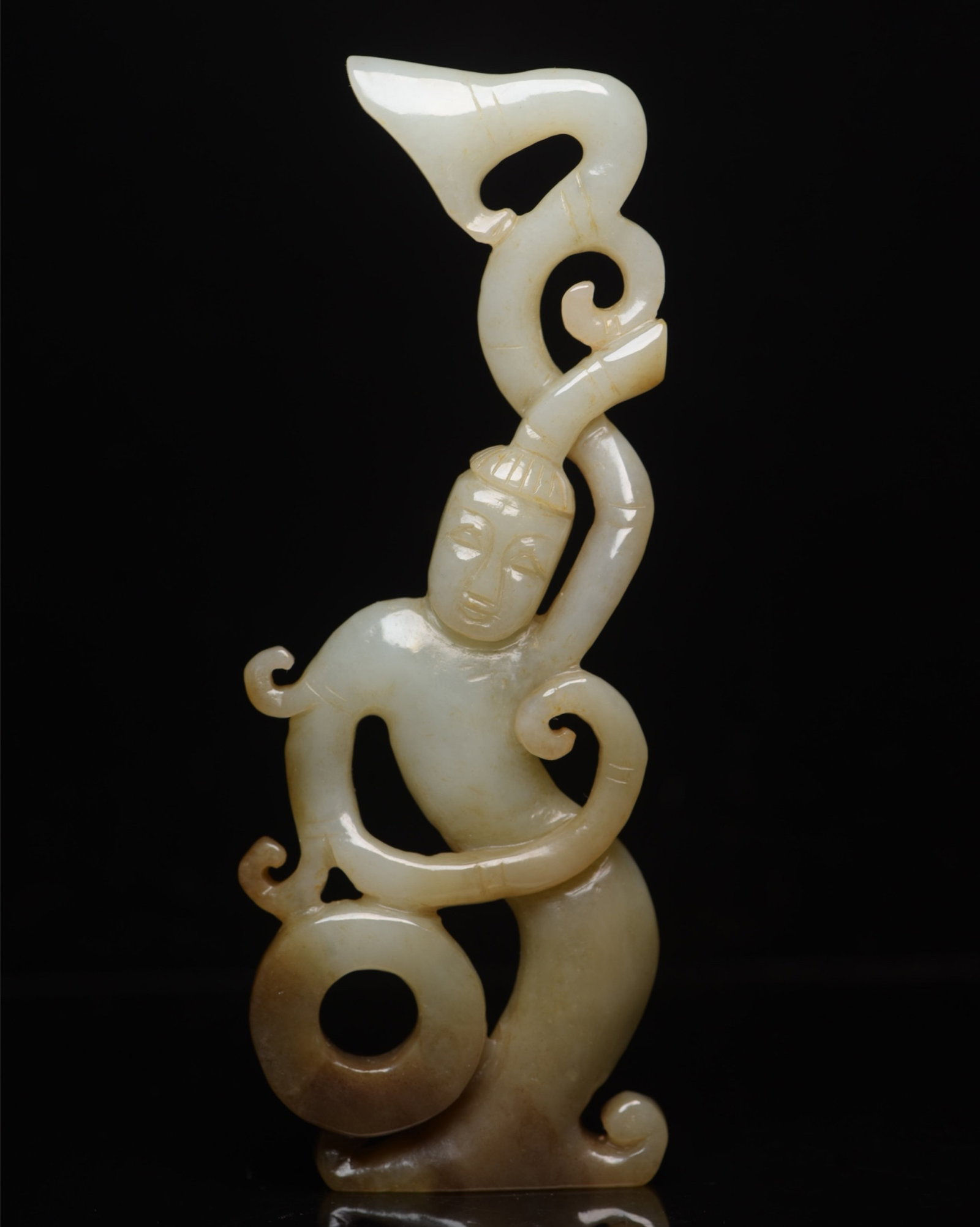 An Exquisite White Jade Figure Ornament: An Exquisite White Jade Figure Ornament,Qing Dynasty,China,Size:5.5inx2.1inx0.5in,Weight:97g 白玉人物摆件,中国清代