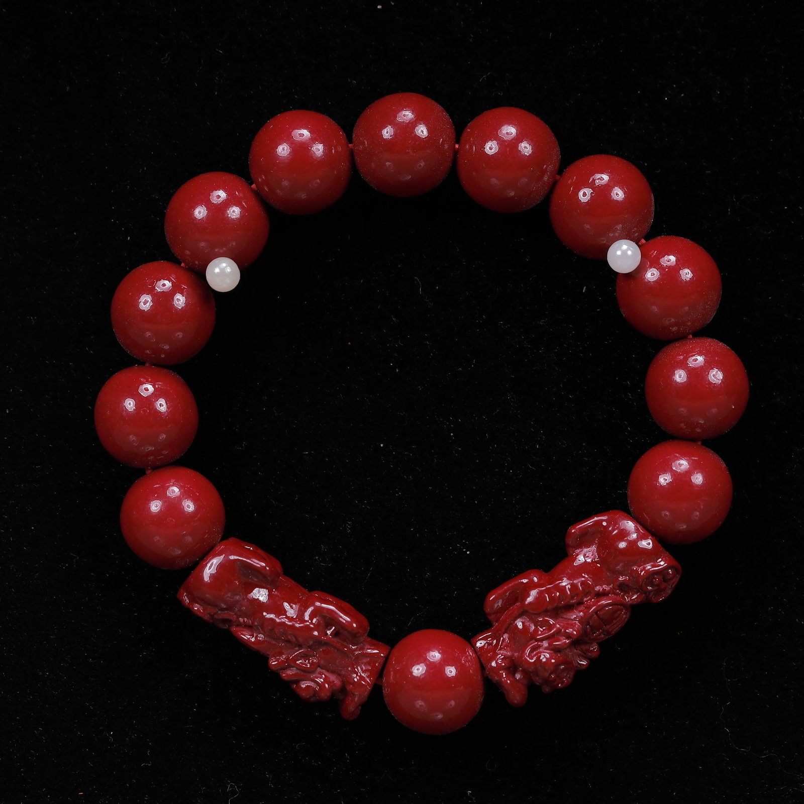 An Exquisite Cinnabar Pi Xiu Bracelets (1 of 6)