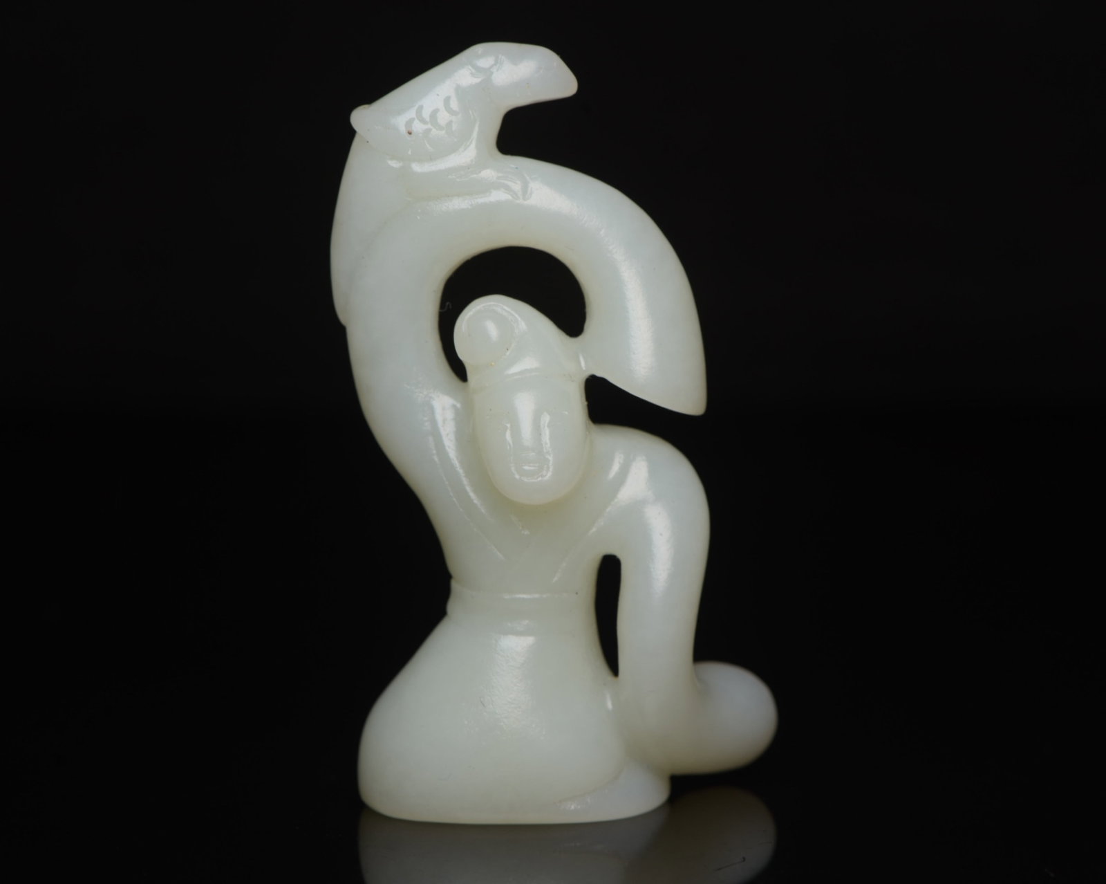 An Exquisite White Jade Figure Ornament: An Exquisite White Jade Figure Ornament,Qing Dynasty,China,Size:2.7inx1.5inx0.8in,Weight:46g 白玉人物摆件,中国清代