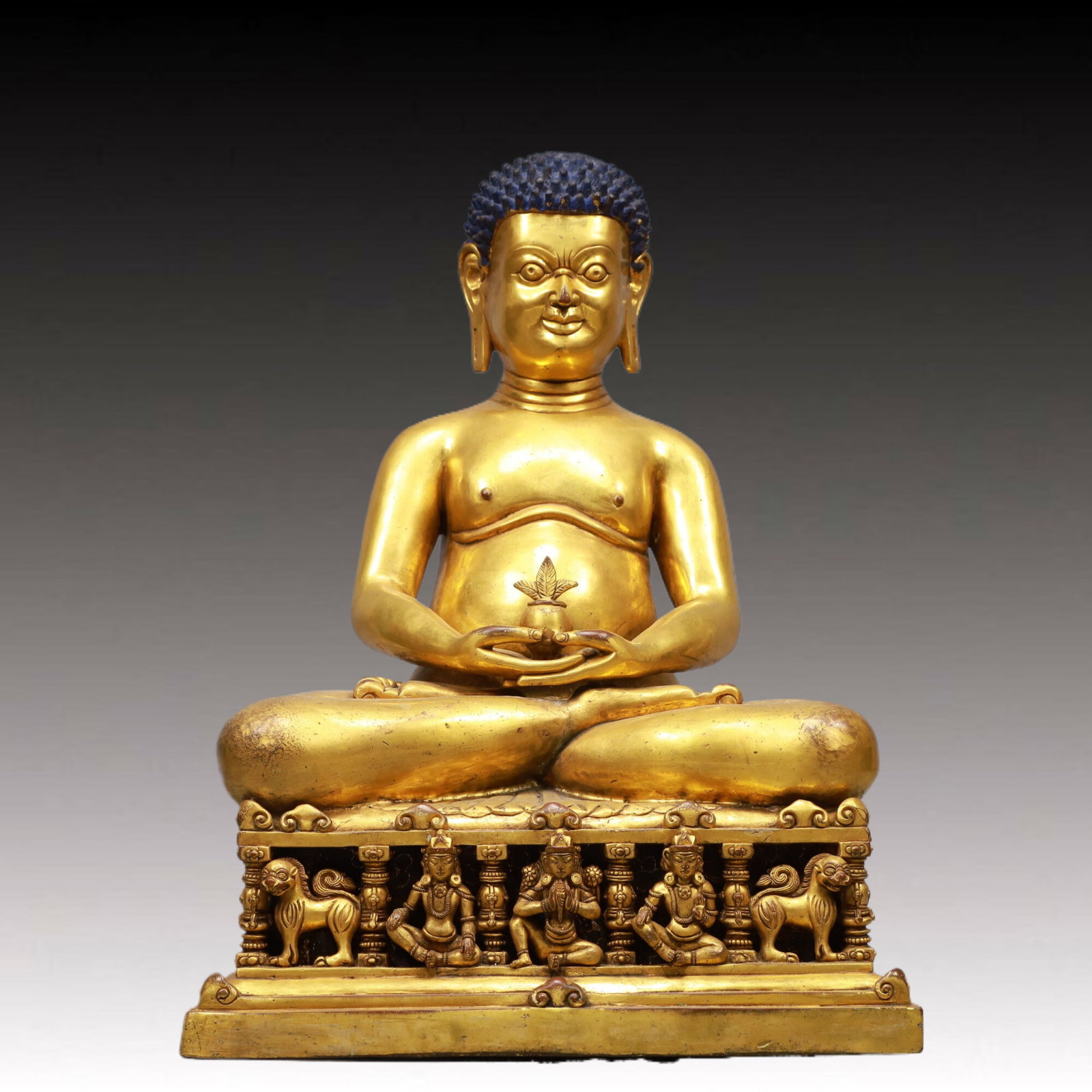 A Solemn Gilt Bronze Statue of Sakyamuni, With Inscription (1 of 9)