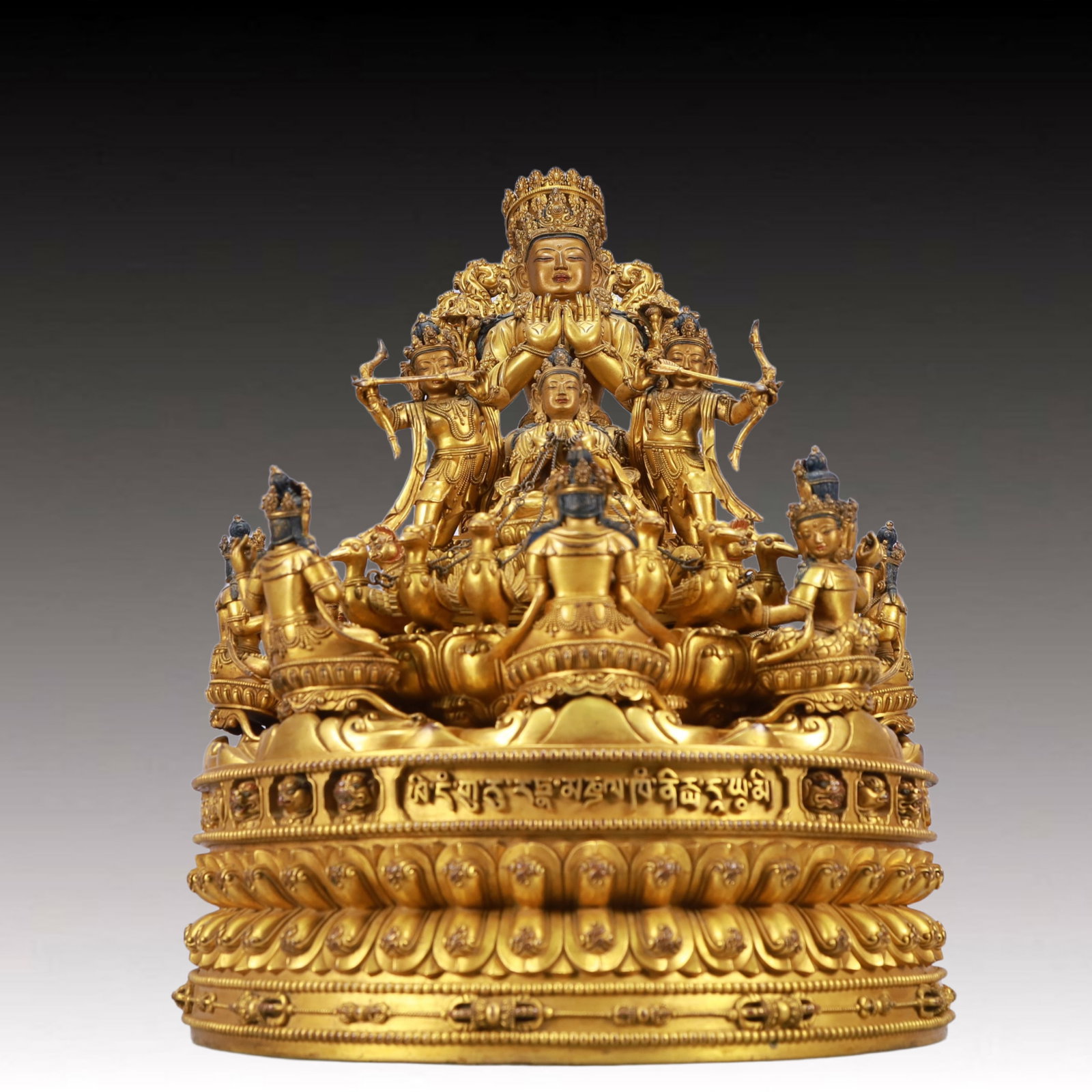 A Solemn Gilt Bronze Statue of Bodhisattva: A Solemn Gilt Bronze Statue of Bodhisattva ,Ming Dynasty, China,Size:11.8inx18.9in Weight:27750g 铜鎏金菩萨像,中国明代
