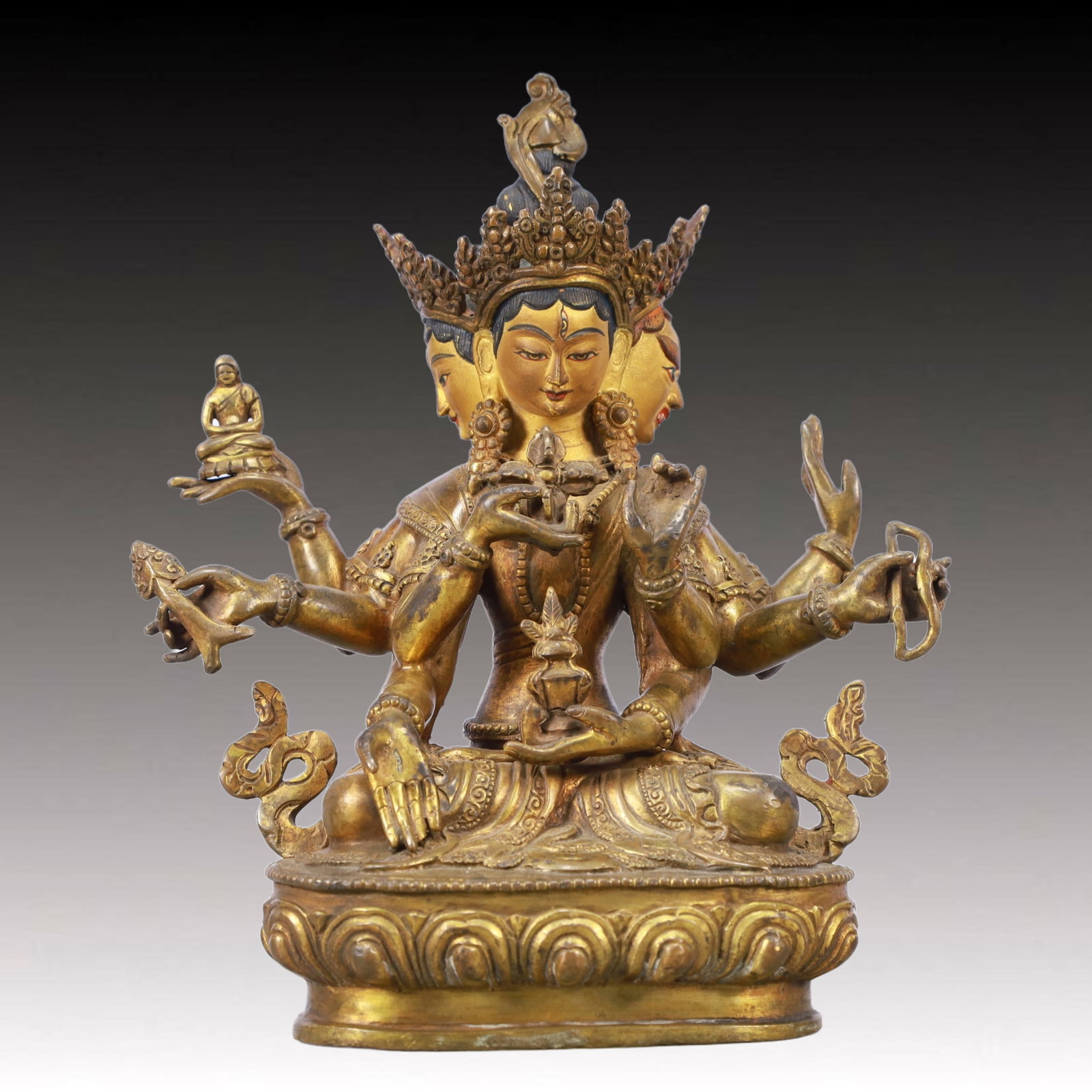 A Solemn Gilt Bronze Statue of Gautama??s Mother: A Solemn Gilt Bronze Statue of Gautama’s Mother,Qing Dynasty, China,Qianlong Mark,Size:7.5inx3.5inx9.4in,Weight:2250g 铜鎏金佛母像,中国清
