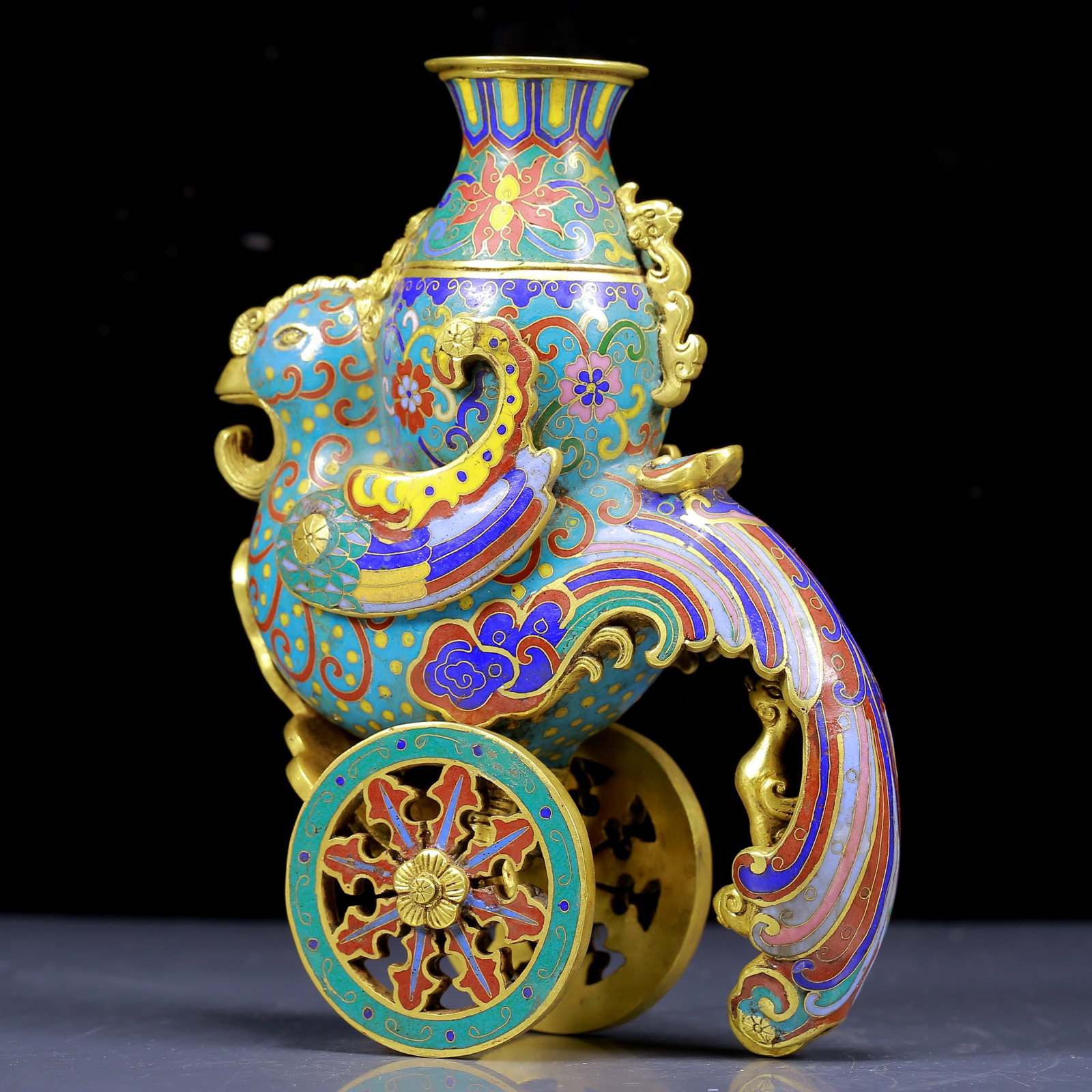 An Exquisite Cloisonne Phoenix Pattern Vase - 9