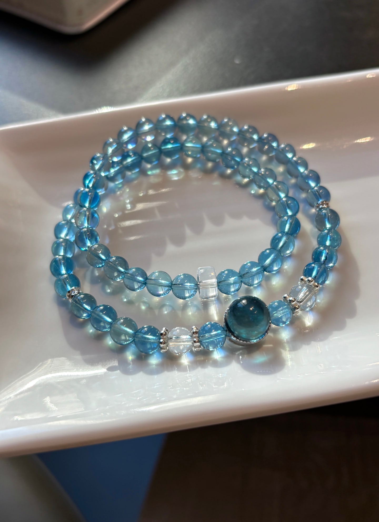 An Exquisite Aquamarine Bracelet: An Exquisite Aquamarine Bracelet,Size:0.2in,Weight:22.5g 海蓝宝手串