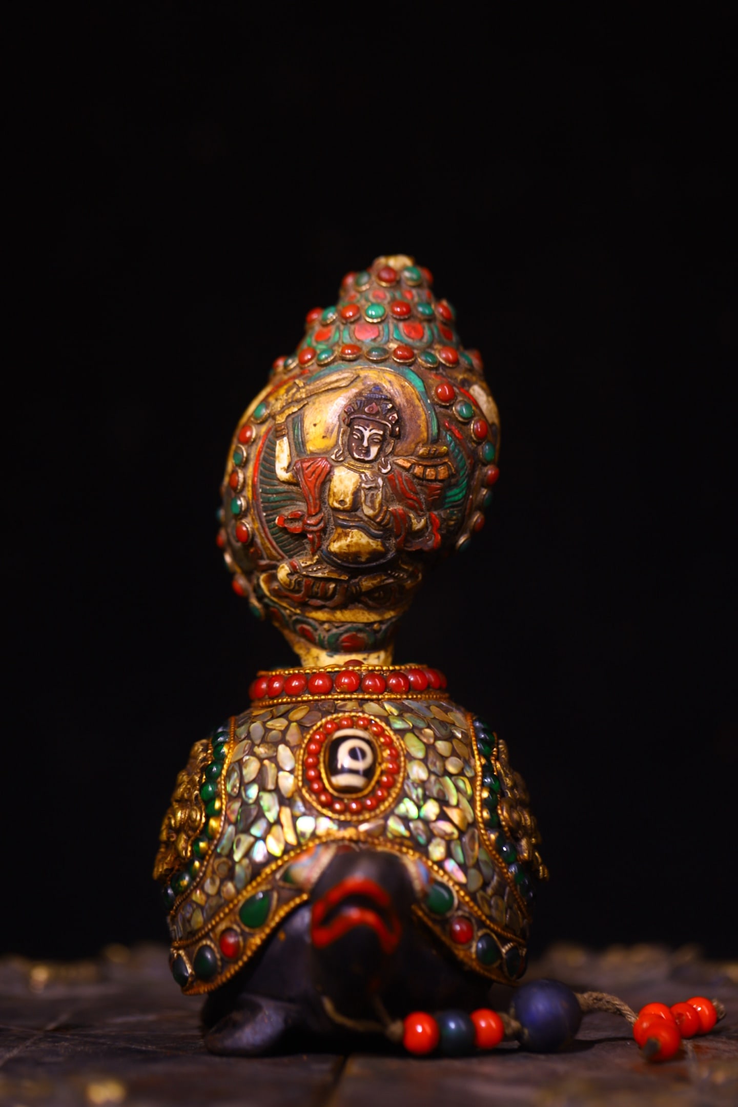 An Exquisite Meteorite Inlaid Dzi Bead and Gems Turtle Ornament (1 of 9)