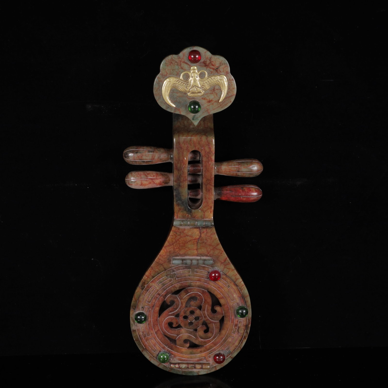 An Exquisite White Jade Bats Pattern Ornament,Inlaid Gems: An Exquisite White Jade Bats Pattern Ornament,Inlaid Gems,Qing Dynasty,China,Size:15inx5.5inx2.8in,Weight:2474g 白玉蝙蝠纹摆件,嵌宝石,ߑ