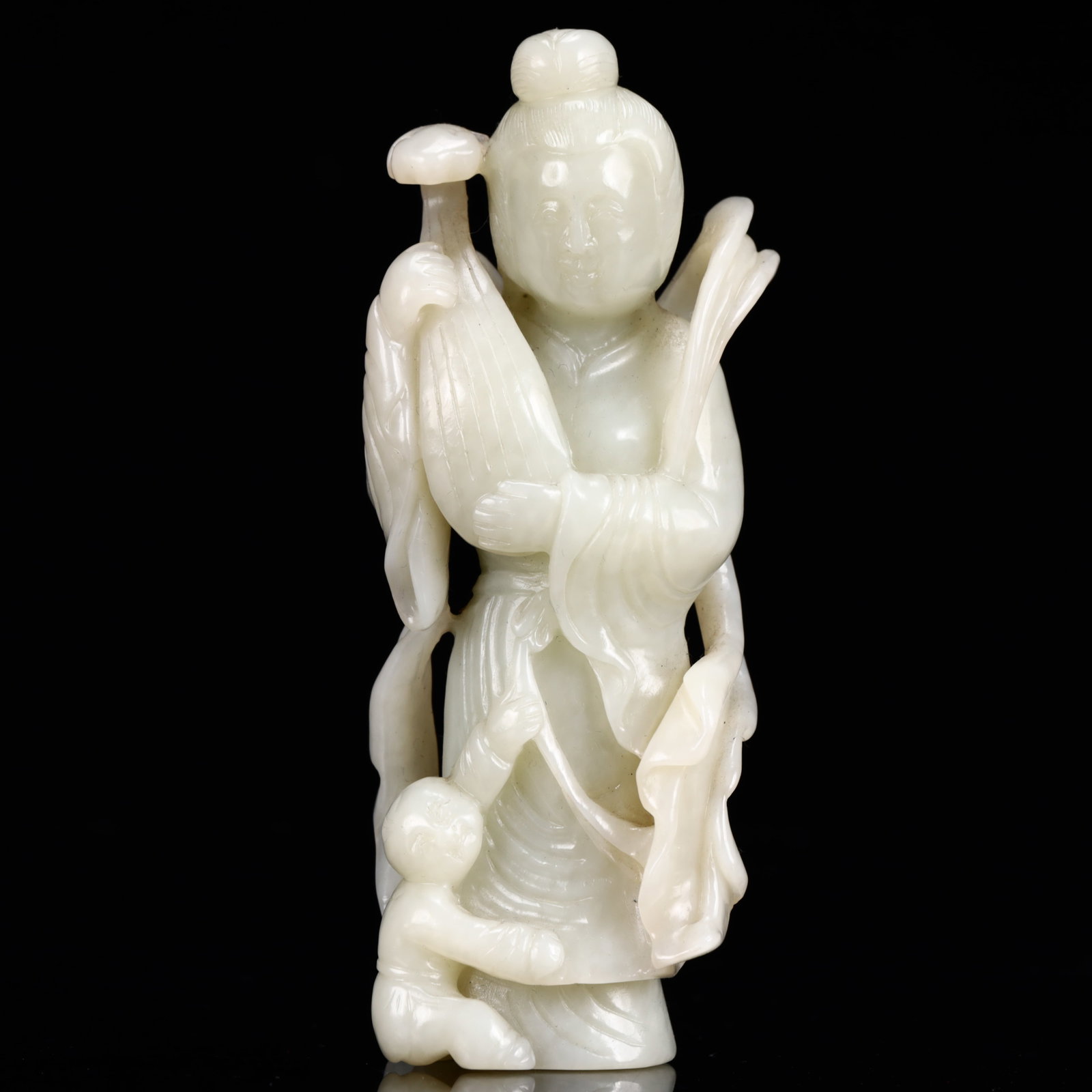 An Exquisite White Jade Figure Ornament: An Exquisite White Jade Figure Ornament,Qing Dynasty, China,Size:2inx1.6inx5.1in,Weight:308g 白玉人物摆件,中国清代