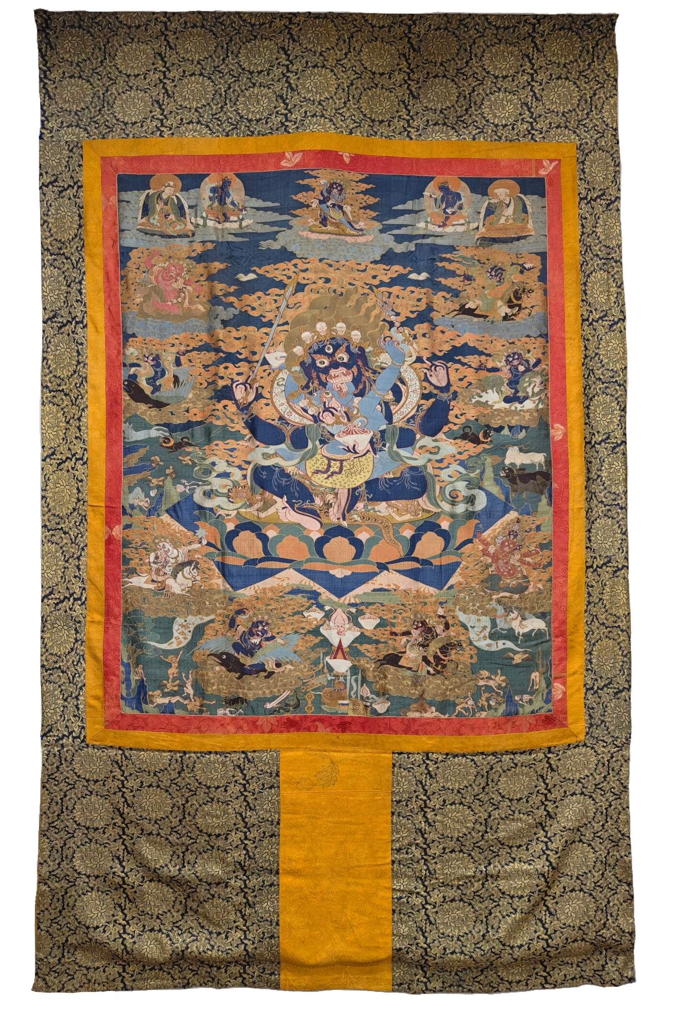 An exquisite Yunjin four-armed vajra thangka (1 of 9)