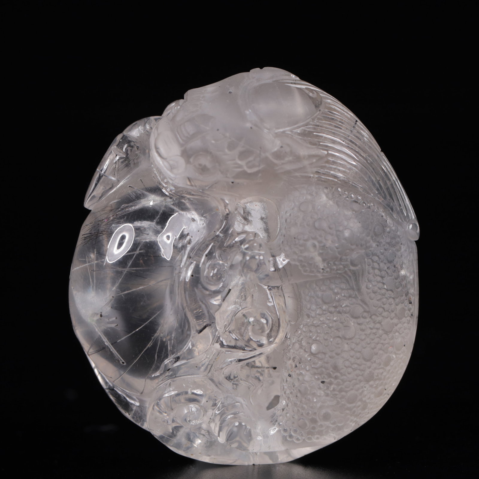 An Exquisite Crystal Lion Pendant: An Exquisite Crystal Lion Pendant,Size:1.8inx0.6inx2.2in,Weight:53g 水晶狮子挂件