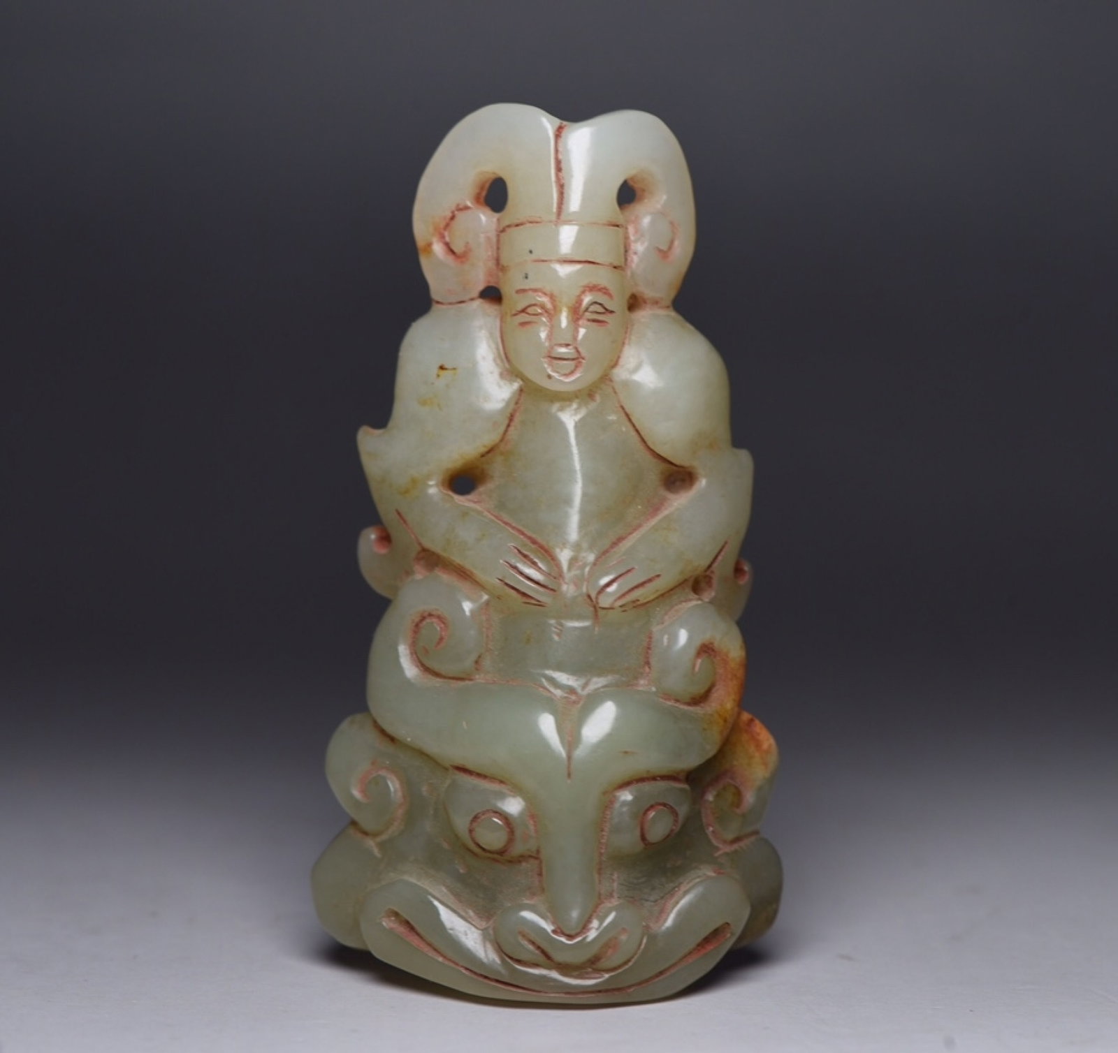 An Exquisite White Jade Figure Ornament: An Exquisite White Jade Figure Ornament,Qing Dynasty,China,Size:3.1inx1.7inx0.9in,Weight:78g 白玉人物摆件,中国清代