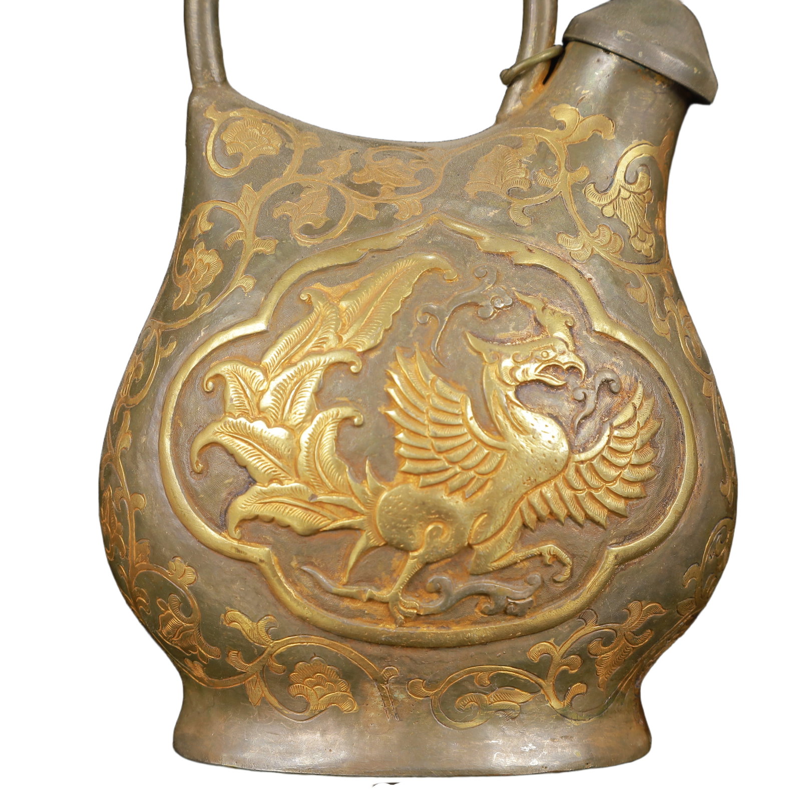 An Exquisite Gilt Silver Phoenix Pattern Ewer - 3