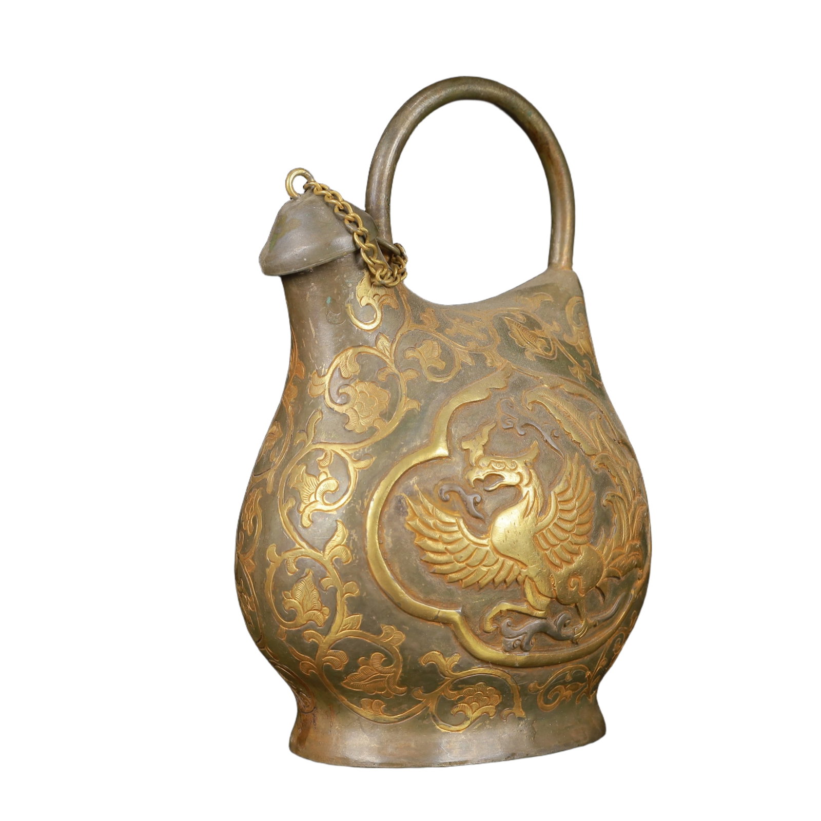 An Exquisite Gilt Silver Phoenix Pattern Ewer - 6