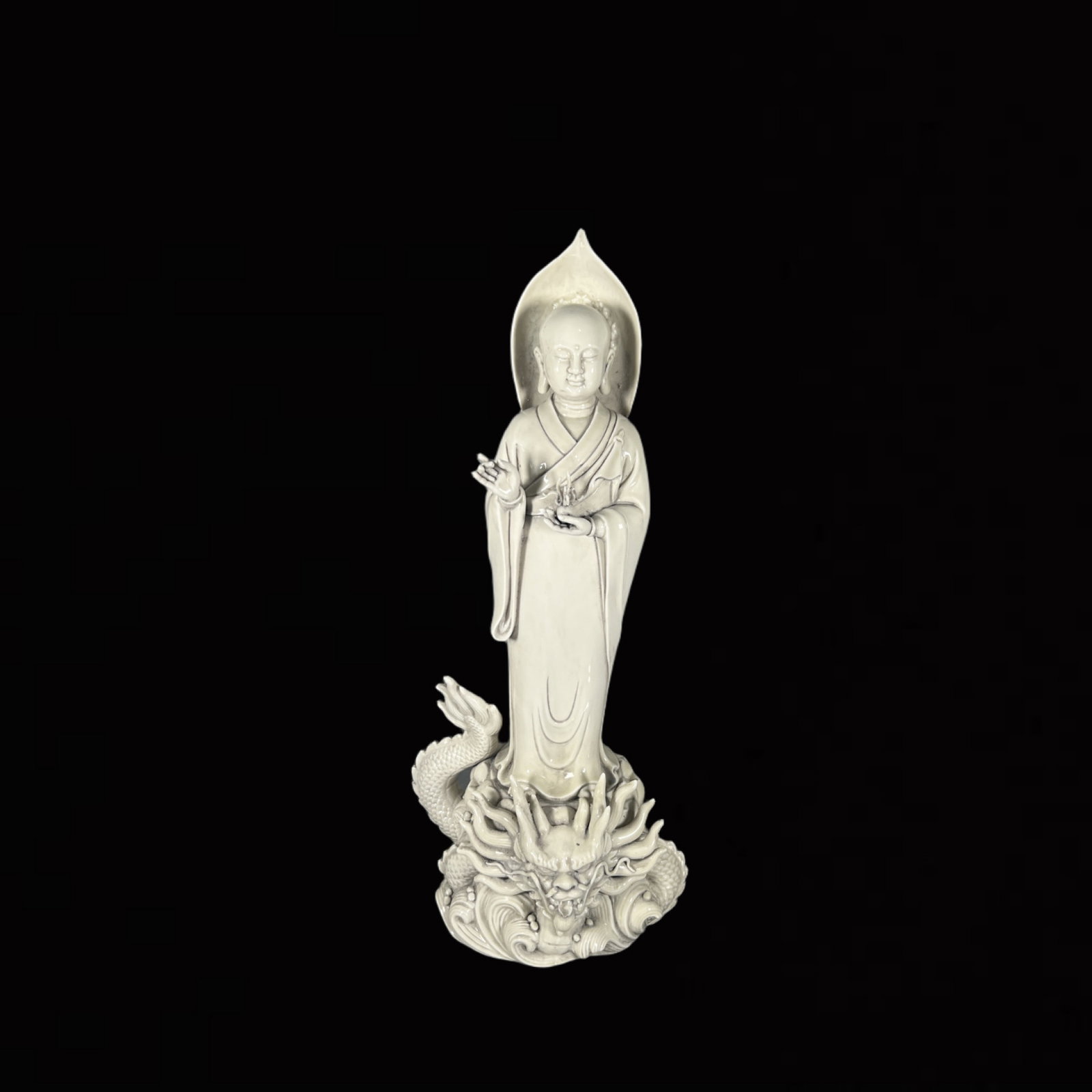 A Solemn Blance-De-Chine Statue of Kshitigarbha Bodhisattva: A Solemn Blance-De-Chine Statue of Kshitigarbha Bodhisattva,Ming Dynasty,China,He Chaozong Mark,Size:23.2in 德化瓷地藏王像,中国明代,&#