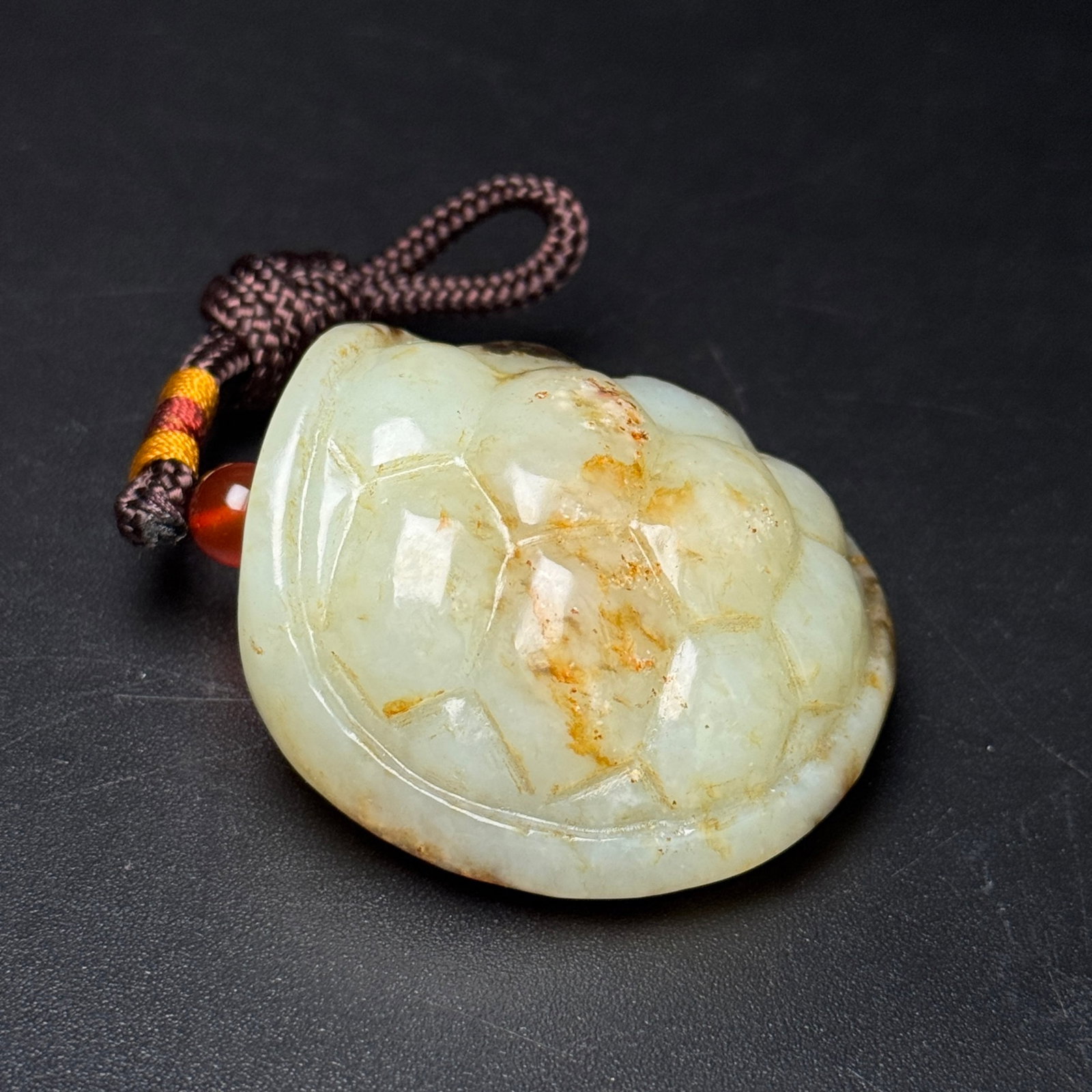 An Exquisite White Jade Turtle Shell Pendant - 7