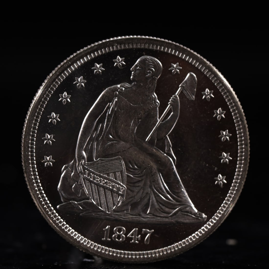 USA One Dollar 1847 Coin: American coin. IN GOD WE TRUST / LIBERTY / 1847 / UNITED STATES OF AMERICA / ONE DOL. Weight:26.9g.