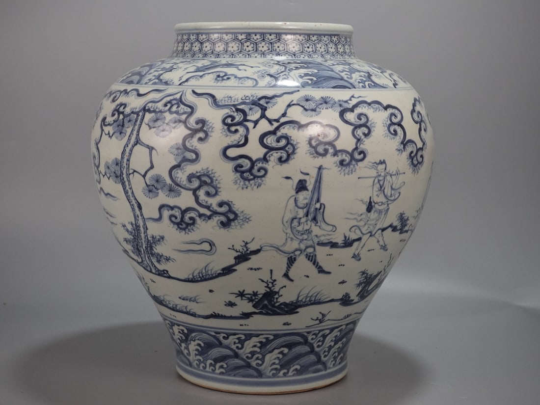 A Rare Blue and White Figure Pattern Jar (1 of 9)