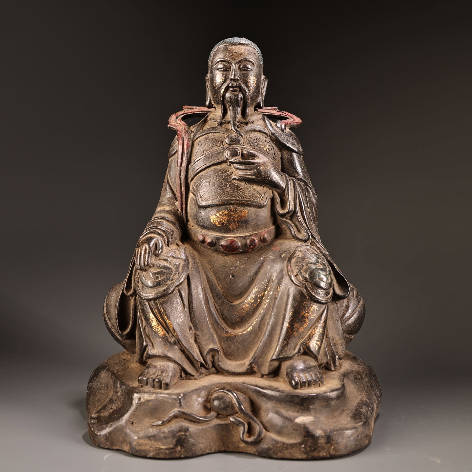 An Exquisite Bronze Painted Color Figure Ornament: An Exquisite Bronze Painted Color Figure Ornament,Qing Dynasty,China,Size:9.4inx7.1in,Weight:2000g 铜彩绘人物摆件,中国清代
