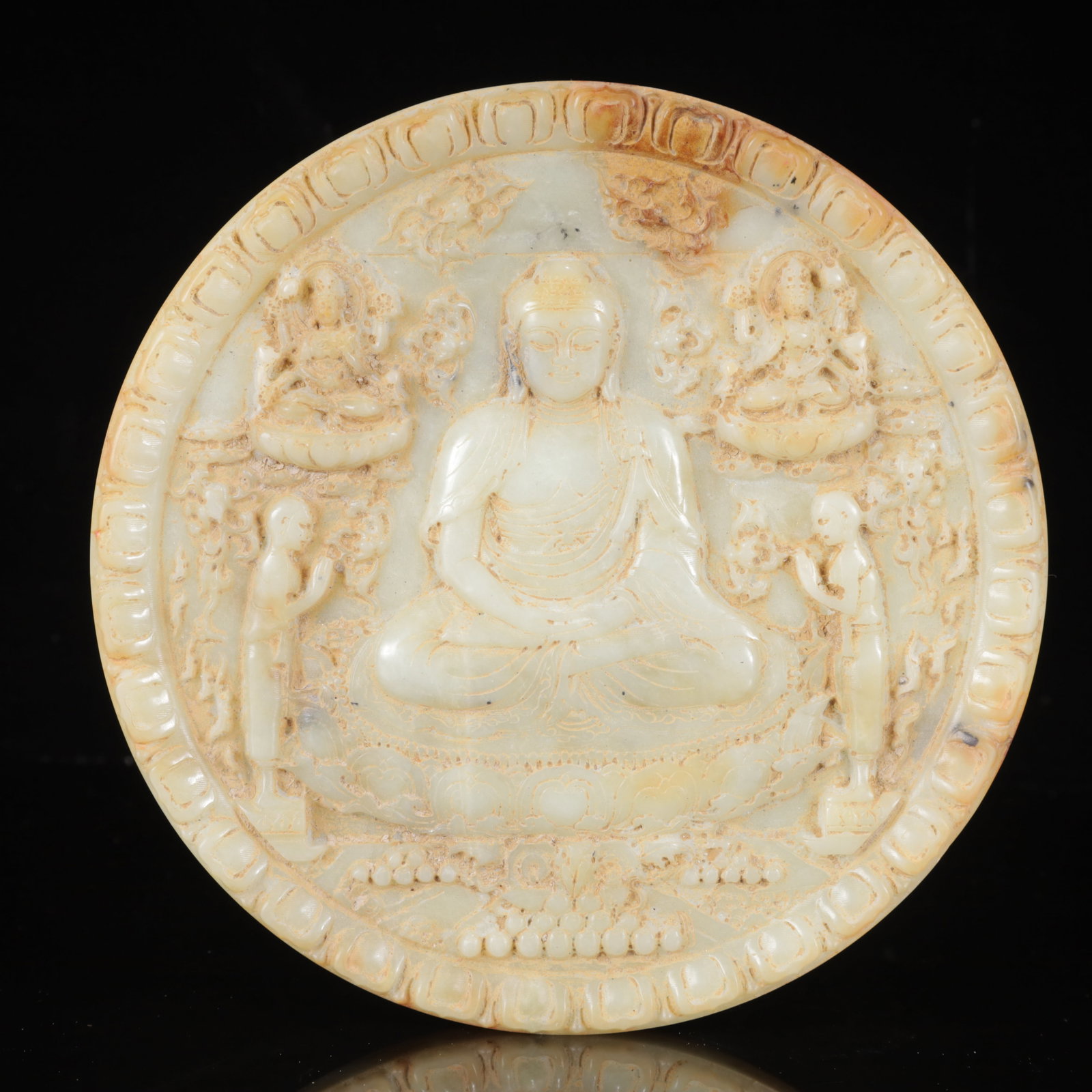 An Exquisite White Jade Statue of Sakyamuni Jade Pendant,with Poem (1 of 8)