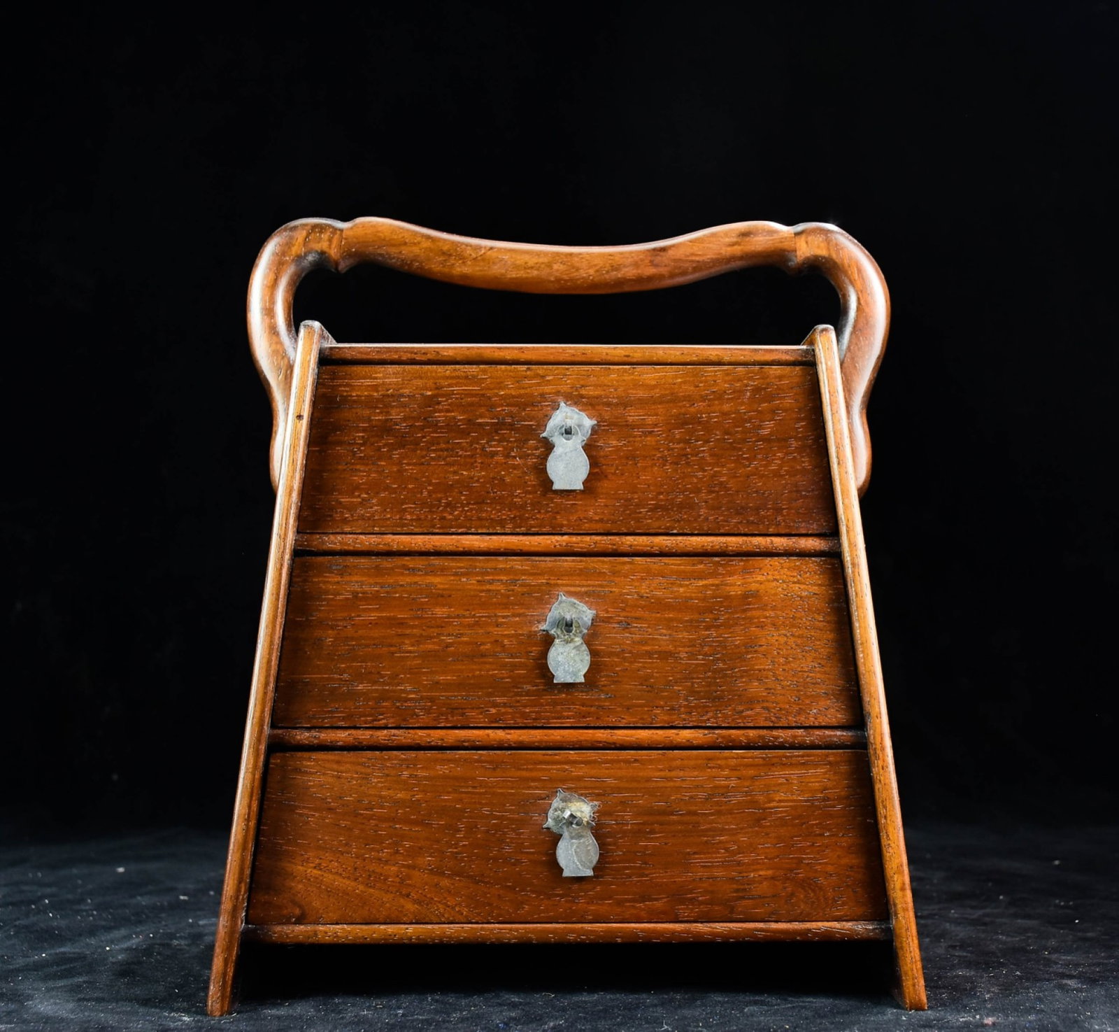 A Rare Huanghuali wood Carrying Cabinet: A Rare Huanghuali wood Carrying Cabinet,Qing Dynasty,China,Size:11.4inx9.8inx6.3in 黄花梨木提柜,中国清代