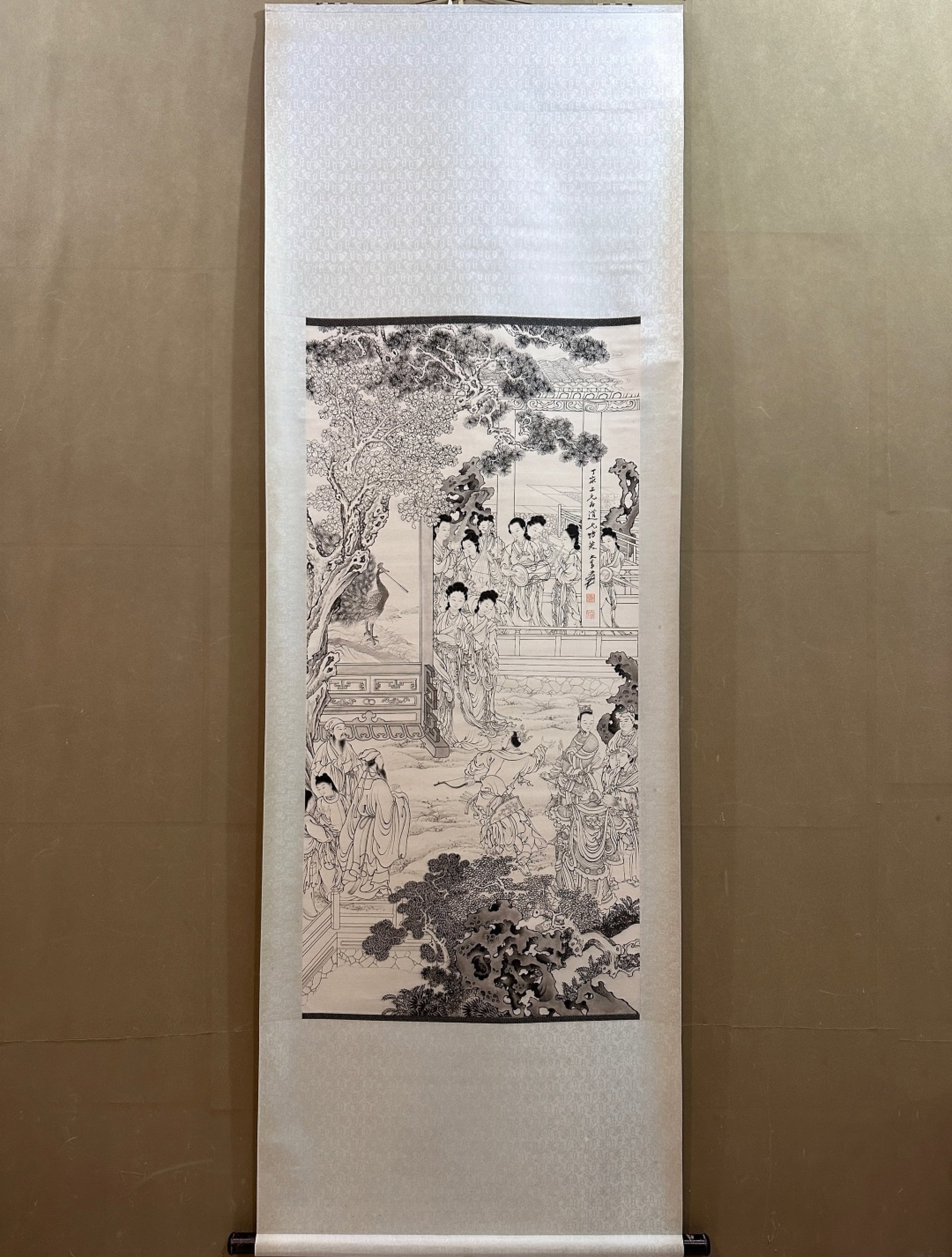 A Chinese Vertical Scroll Ink Painting of Character and Story on Paper: A Chinese Vertical Scroll Ink Painting of Character and Story on Paper,Zhang Daqian,Size:24inx49.2in 一幅中国水墨人物故事画立