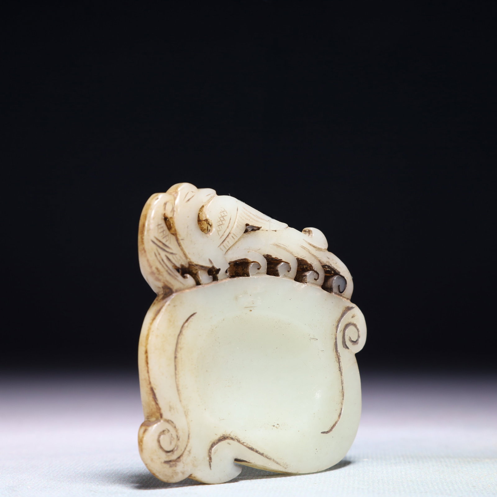 An Exquisite White Jade Phoenix Pattern Inkstone - 3