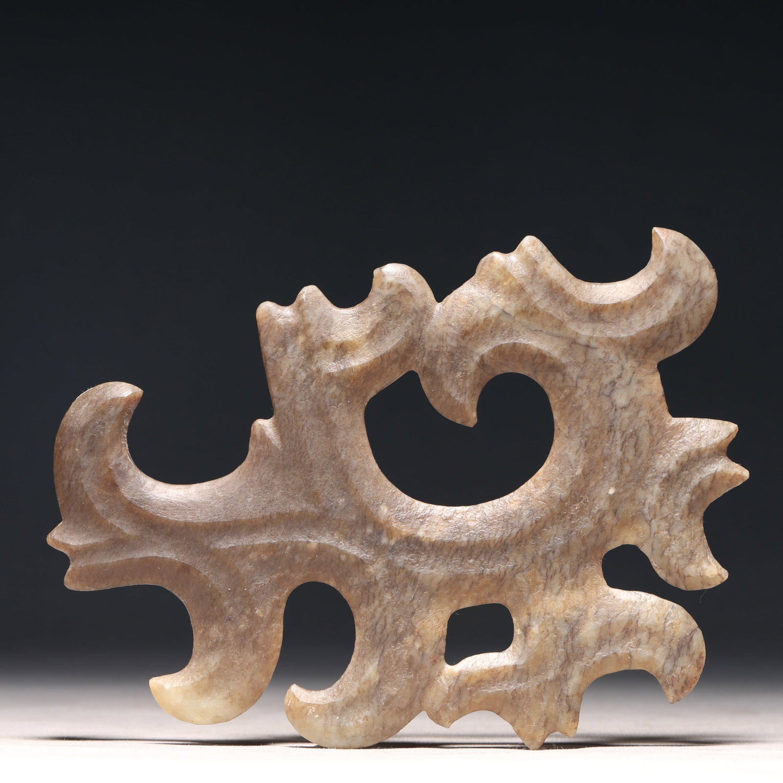 An Archaic Hongshan Culture Greenish Jade Pendant: An Archaic Hongshan Culture Greenish Jade Pendant,Ancient Time, China,Size:5.1inx7.1in,Weight:225g 红山文化青白玉挂件,中国新