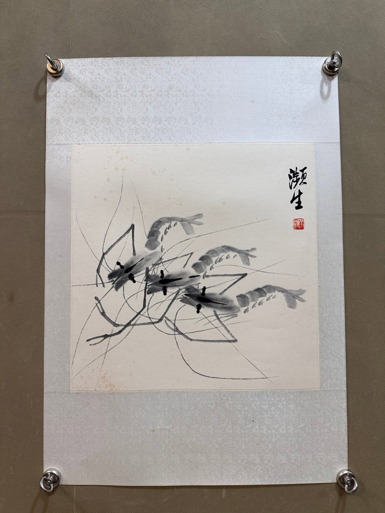 A Chinese Ink Painting of Animal on Paper: A Chinese Ink Painting of Animal on Paper,Qi Baishi,Size:13.4inx13.4in 一幅中国水墨动物画,齐白石