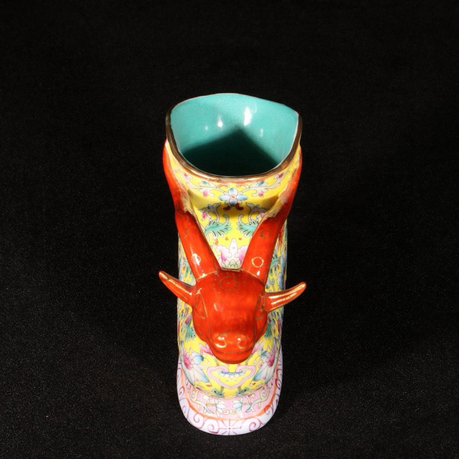 An Exquisite Enamel Flower Pattern Buffalo Cup - 5