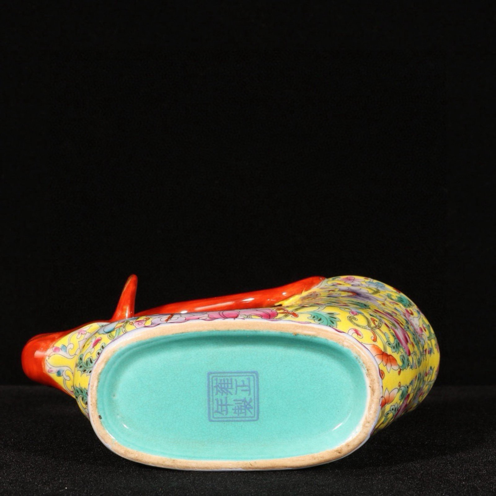 An Exquisite Enamel Flower Pattern Buffalo Cup - 9