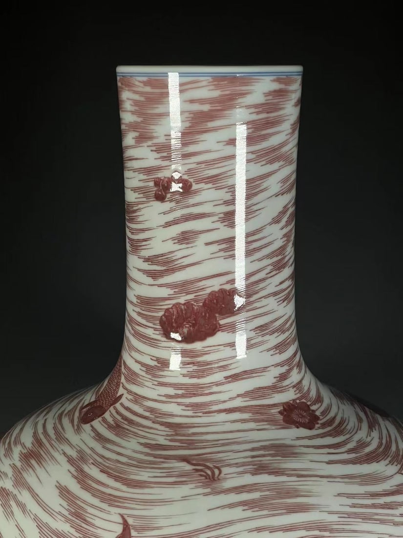 A Huge Underglaze-Red Fish Pattern Vase - 7