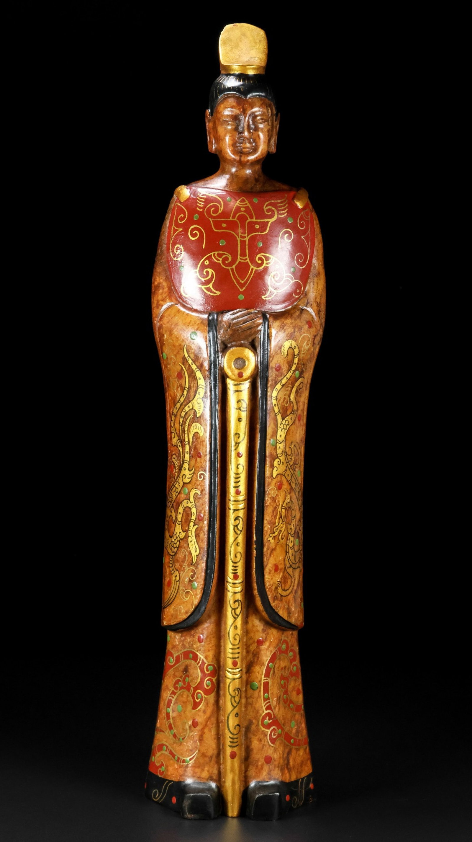 An Archaic Gaogu yu Figure Pattern Ornament: An Archaic Gaogu yu Figure Pattern Ornament,Ancient Time, China, Size:3.9inx2.6inx16.5in, Weight:3235g