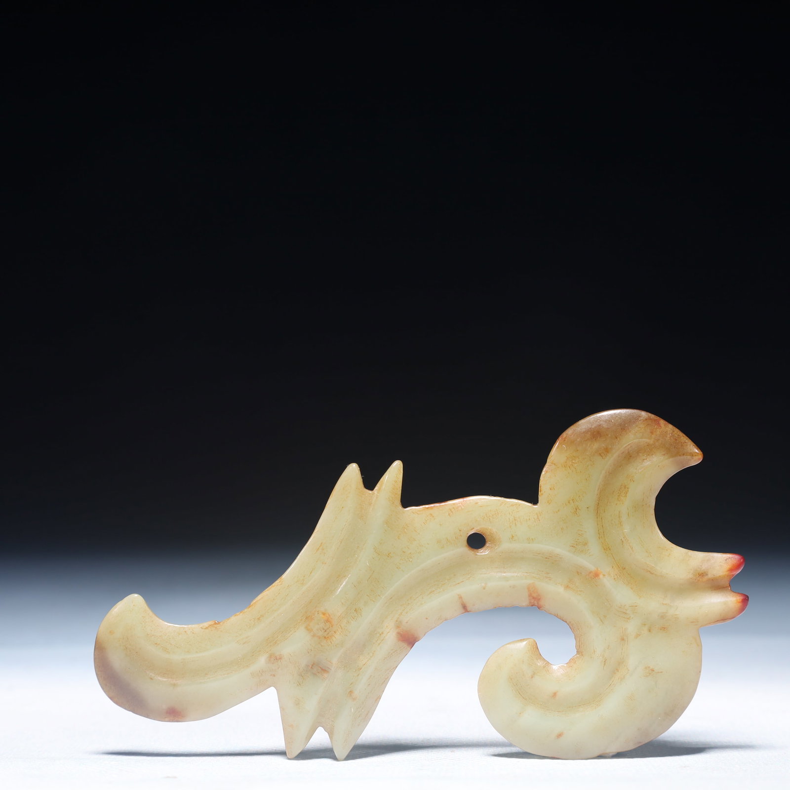 An Archaic Hongshan Culture White Jade Pendant: An Archaic Hongshan Culture White Jade Pendant,Ancient Time,China,Size:3.7inx3.1in,Weight:2.04g 红山文化白玉挂件,中国新石器
