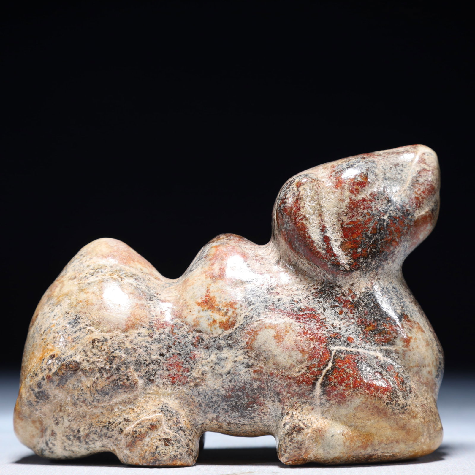 An Archaic Hongshan Culture Green Jade Dog Ornament: An Archaic Hongshan Culture Green Jade Dog Ornament,Ancient Time,China,Size:4.3inx2inx3.1in,Weight:650g 红山文化青玉犬摆件,中国新