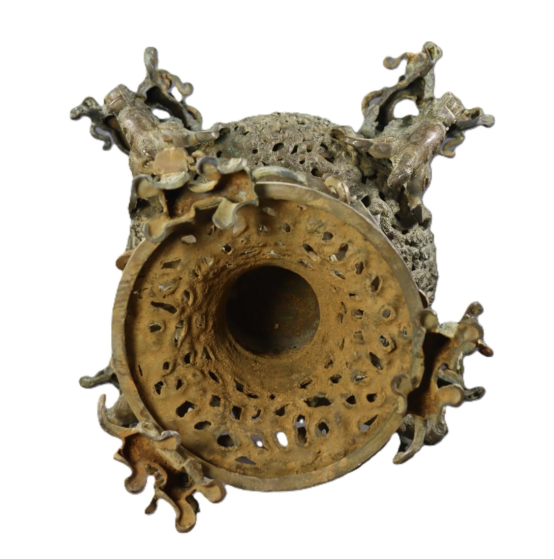An Exquisite Bronze Dragon Pattern Censer - 6