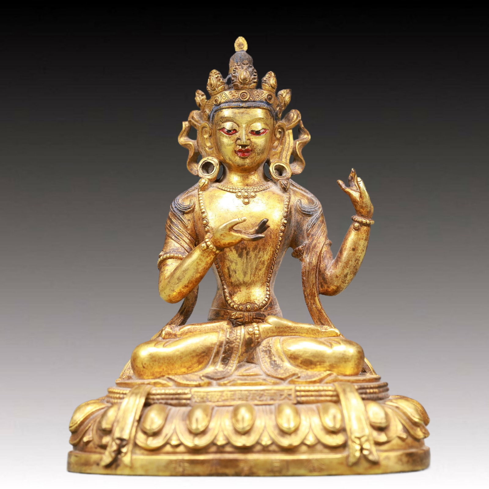 A Solemn Gilt Bronze Statue of Gautama??s Mother: A Solemn Gilt Bronze Statue of Gautama’s Mother,Qing Dynasty, China,Qianlong Mark,Size:4.3inx3.2inx5.1in Weight:1000g 铜鎏金佛母像,中国清
