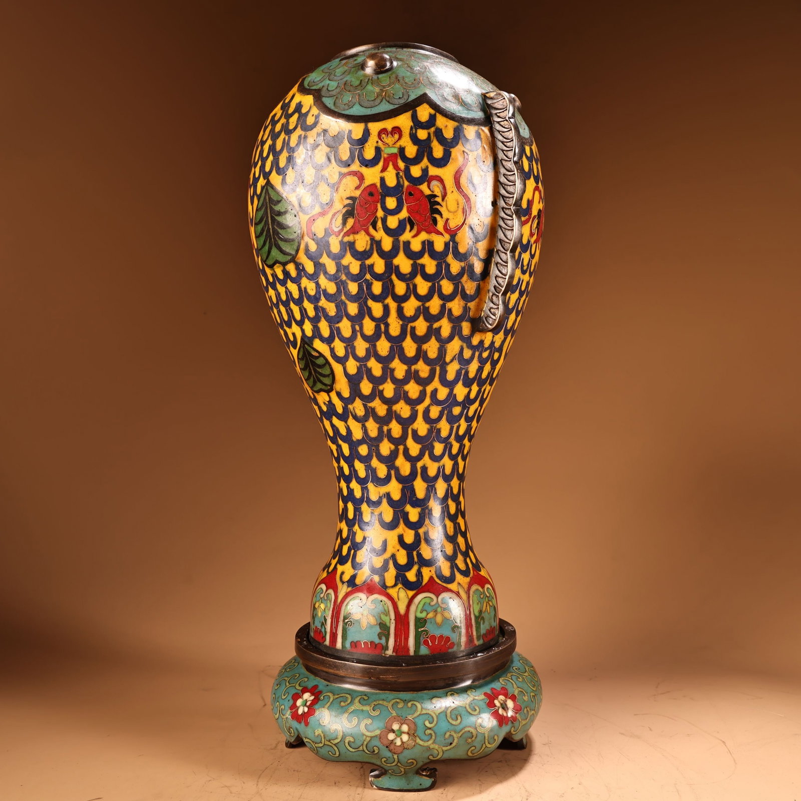 An Exquisite Cloisonne Fish Pattern Vase,With Base - 2