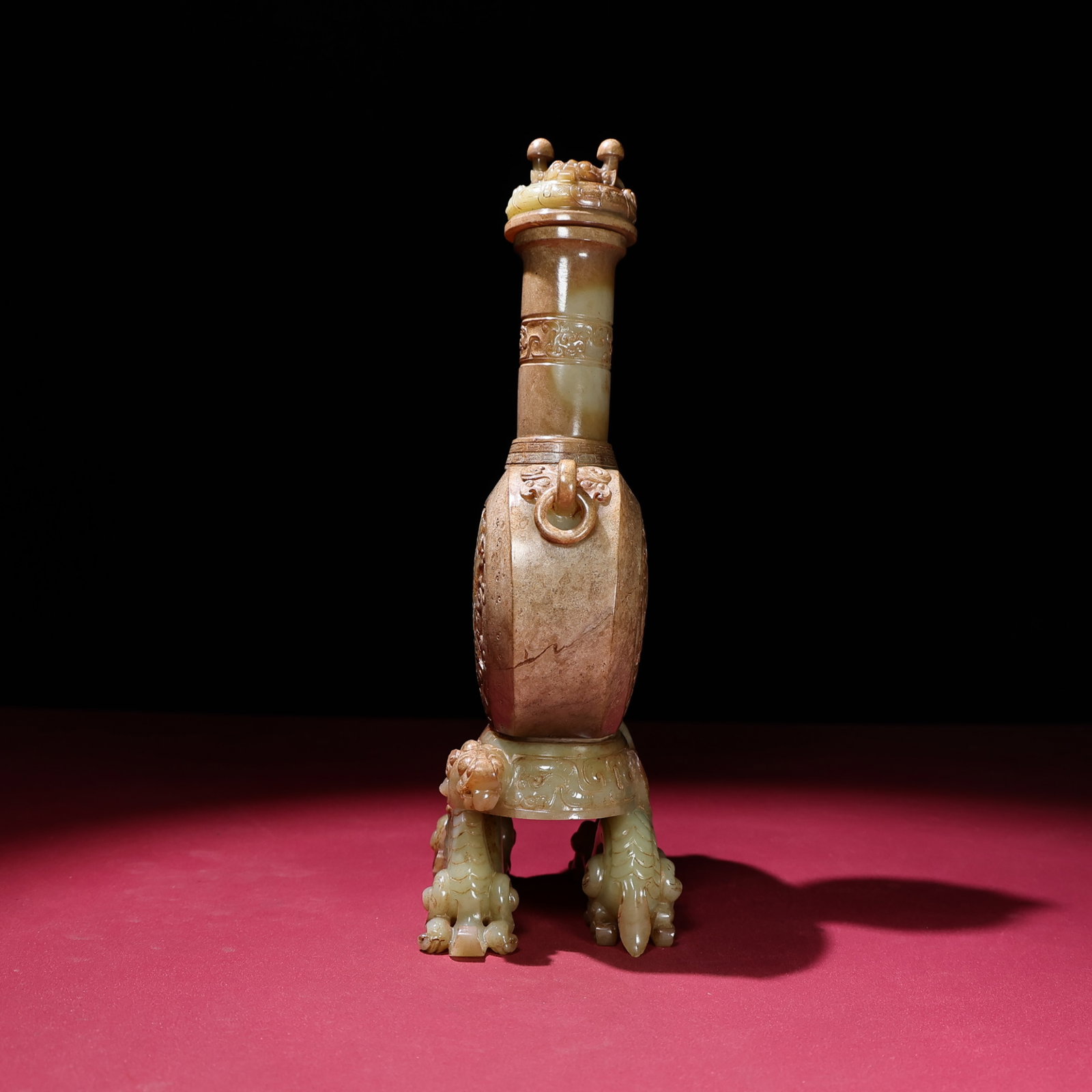 An Exquisite White Jade Auspicious Beast Pattern Bottle - 6